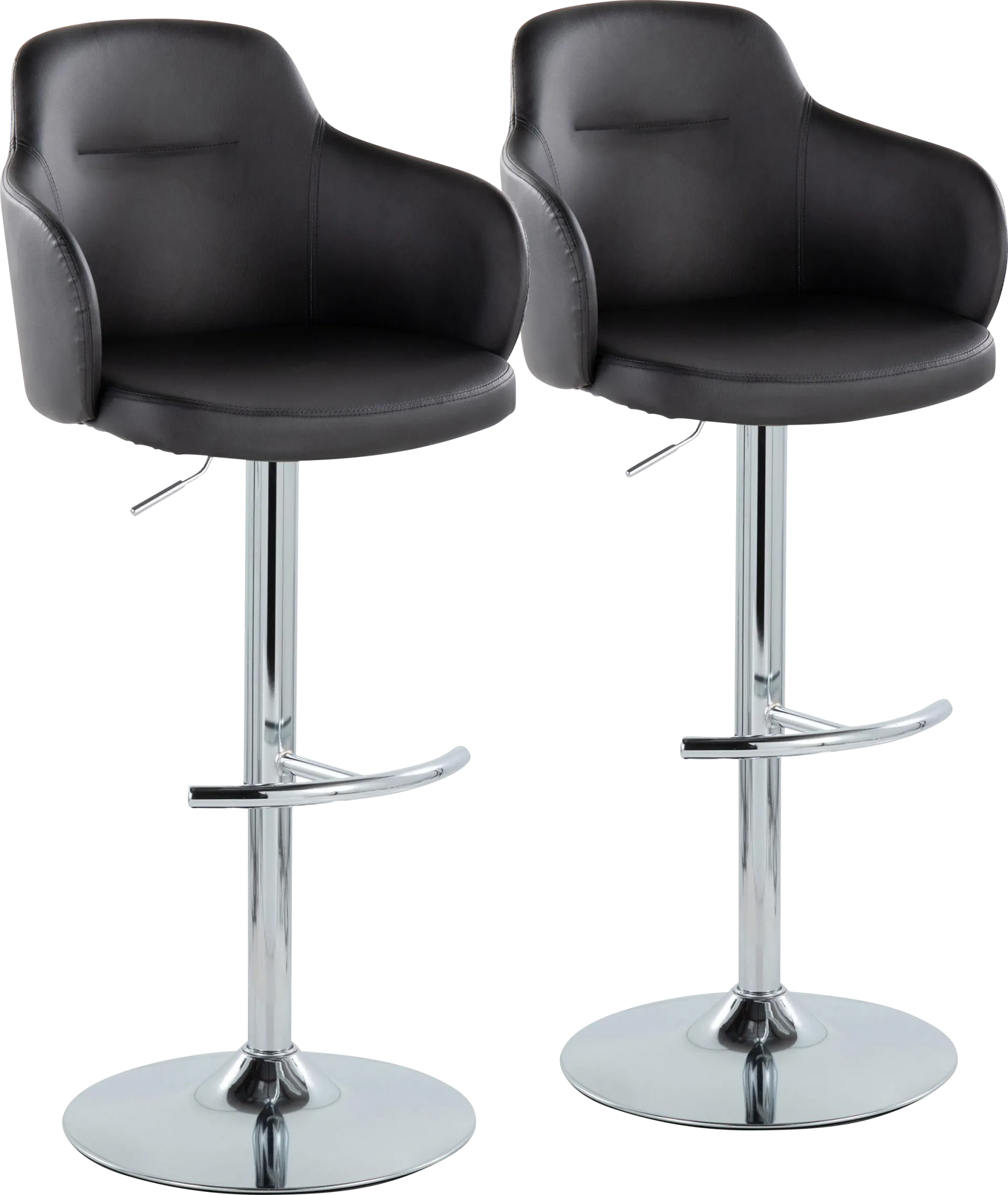 Vitadale IV Black Adjustable Swivel Barstool, Set of 2 - Image 1