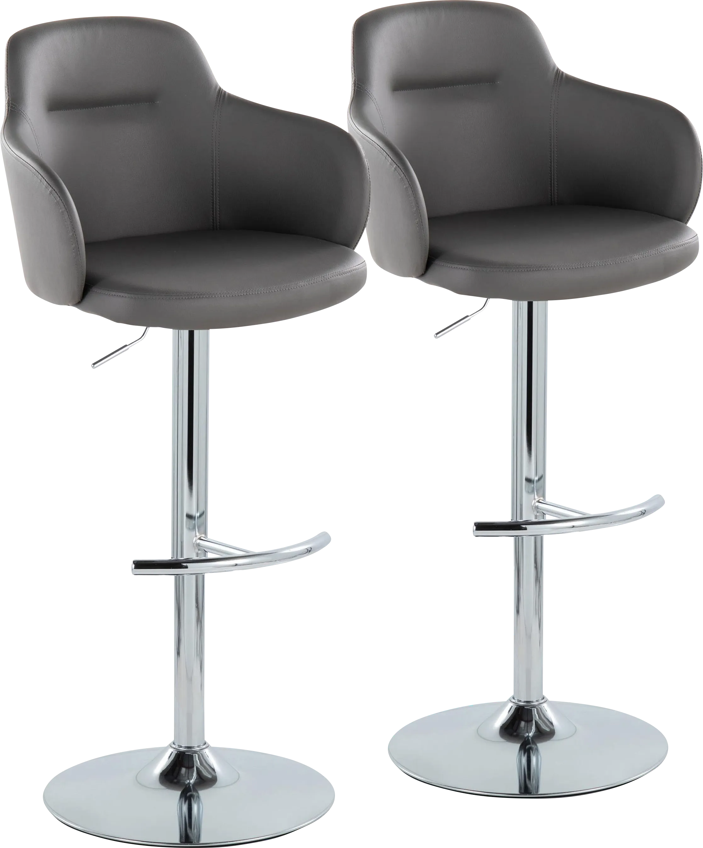 Vitadale IV Gray Adjustable Swivel Barstool, Set of 2 - Thumbnail - Image 1