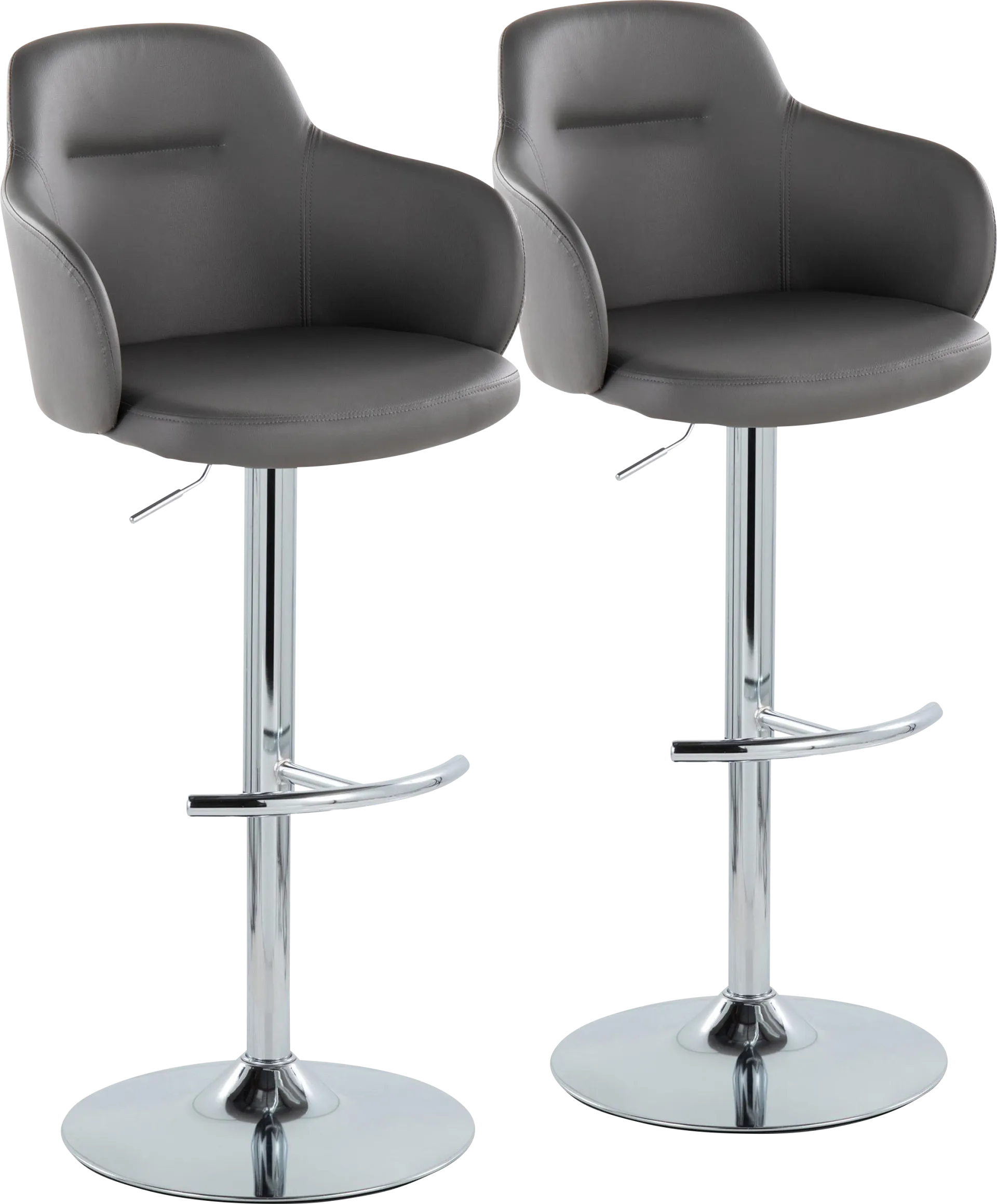 Vitadale IV Gray Adjustable Swivel Barstool, Set of 2 - Image 1