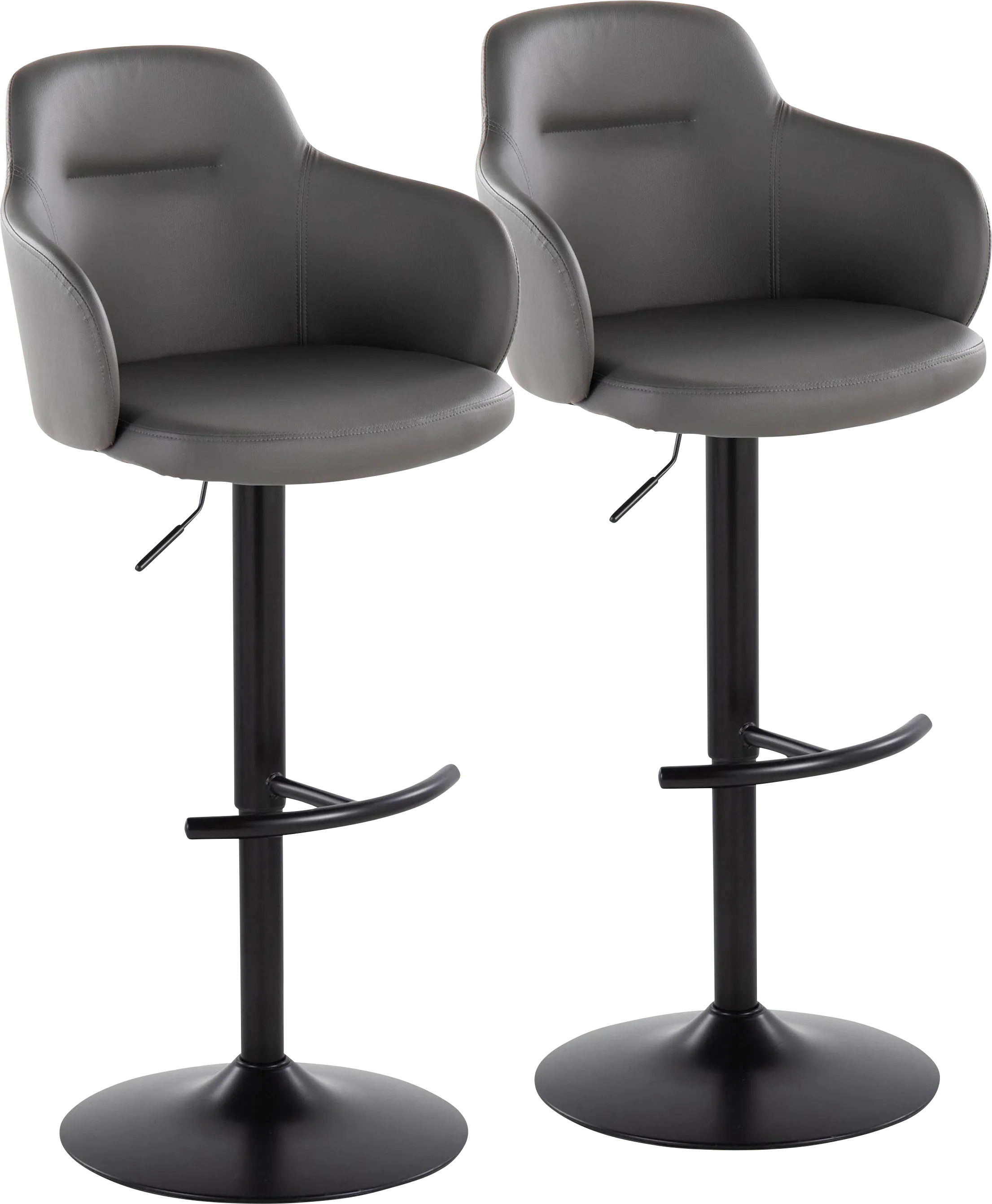 Vitadale VI Gray Adjustable Swivel Barstool, Set of 2 - Thumbnail - Image 1