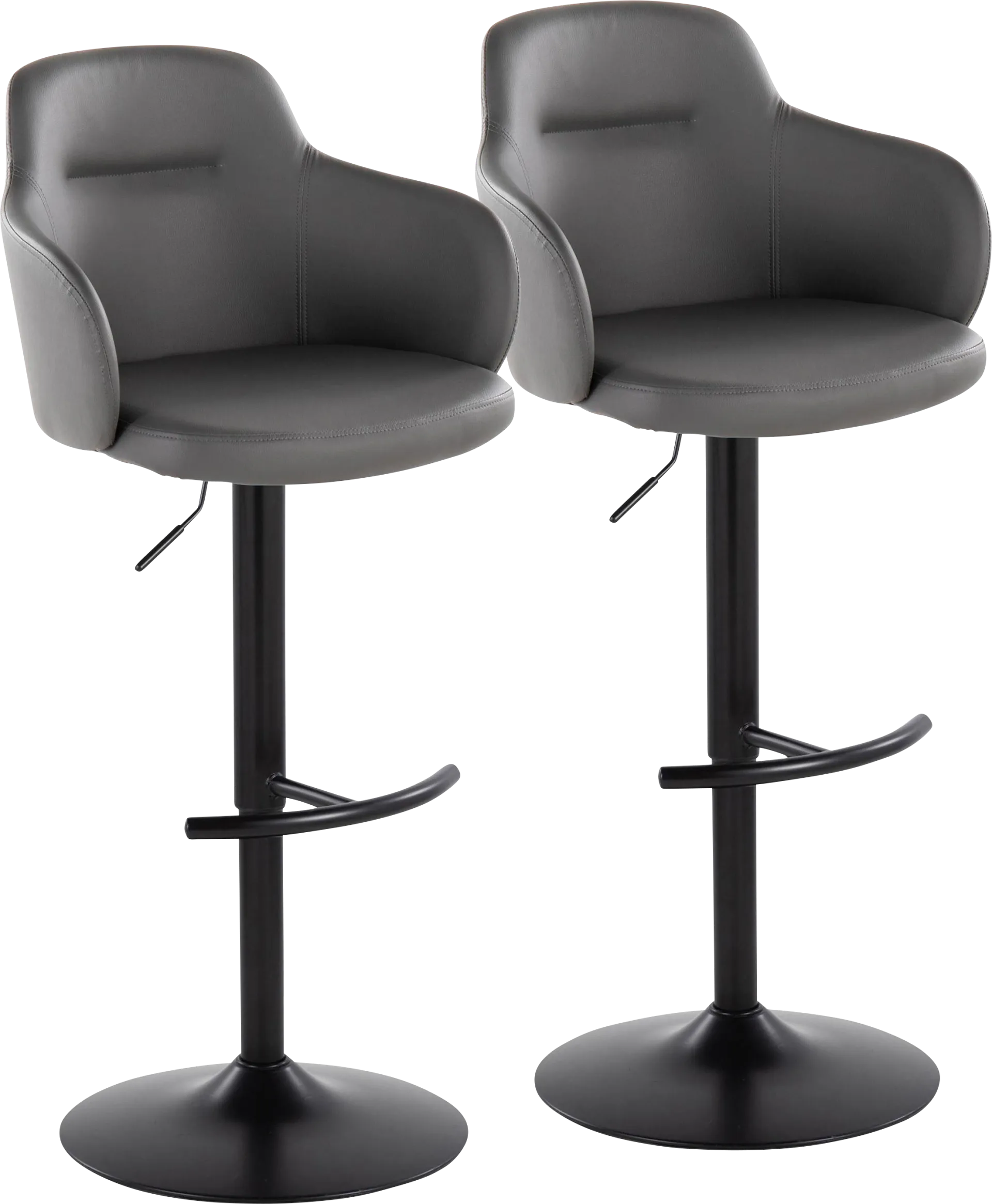 Vitadale VI Gray Adjustable Swivel Barstool, Set of 2 - Image 1