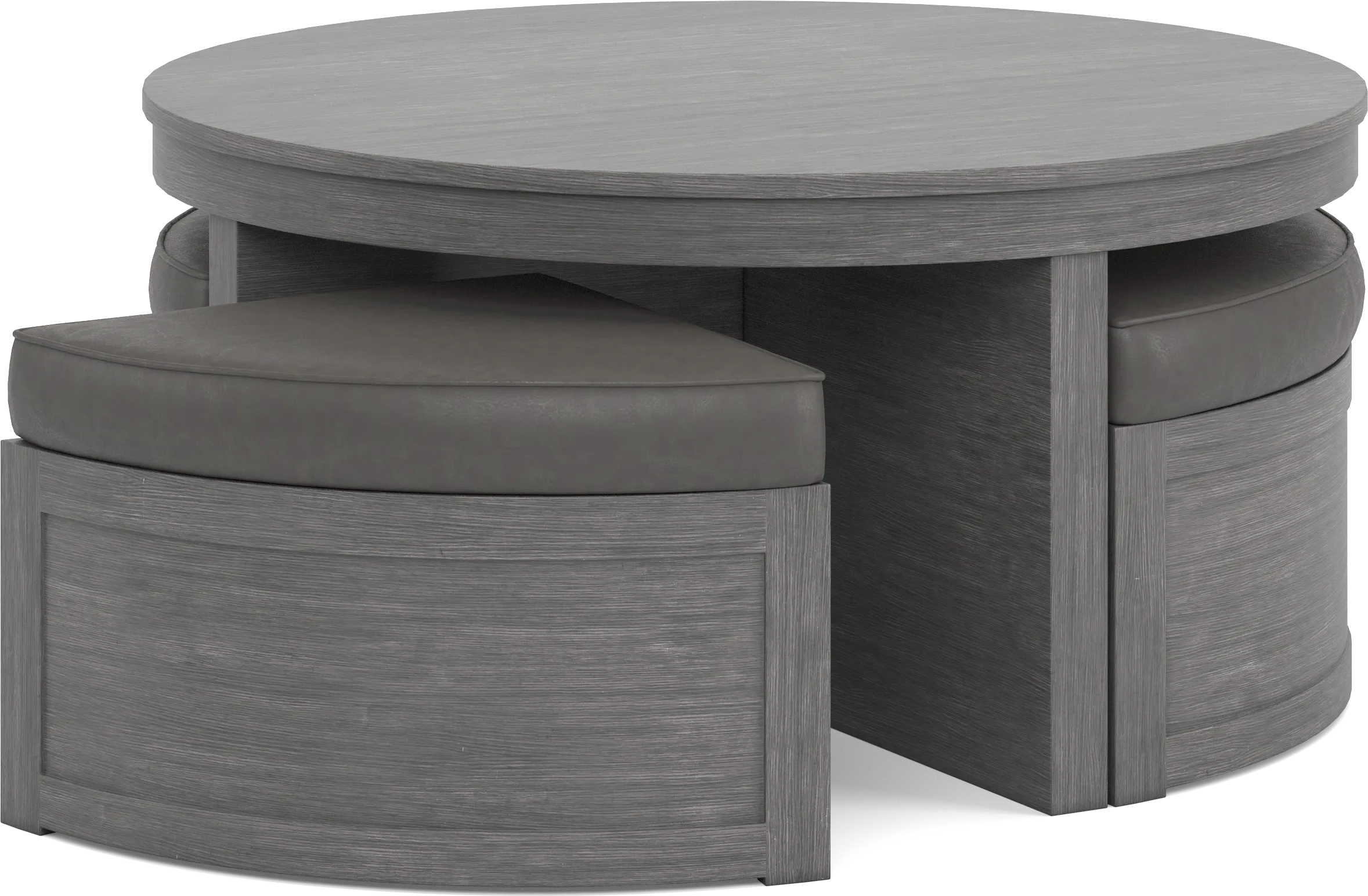 Darien Gray Cocktail Table with Storage Ottomans - Thumbnail - Image 1