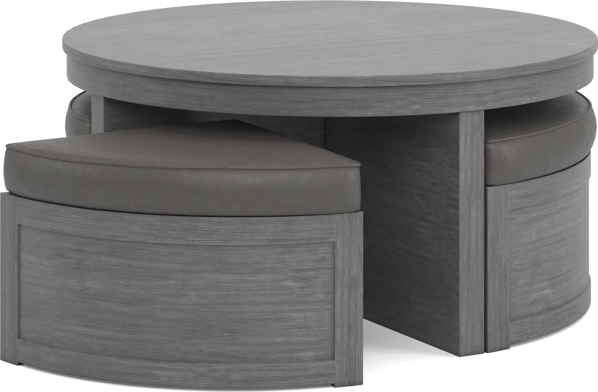Darien Gray Cocktail Table with Storage Ottomans