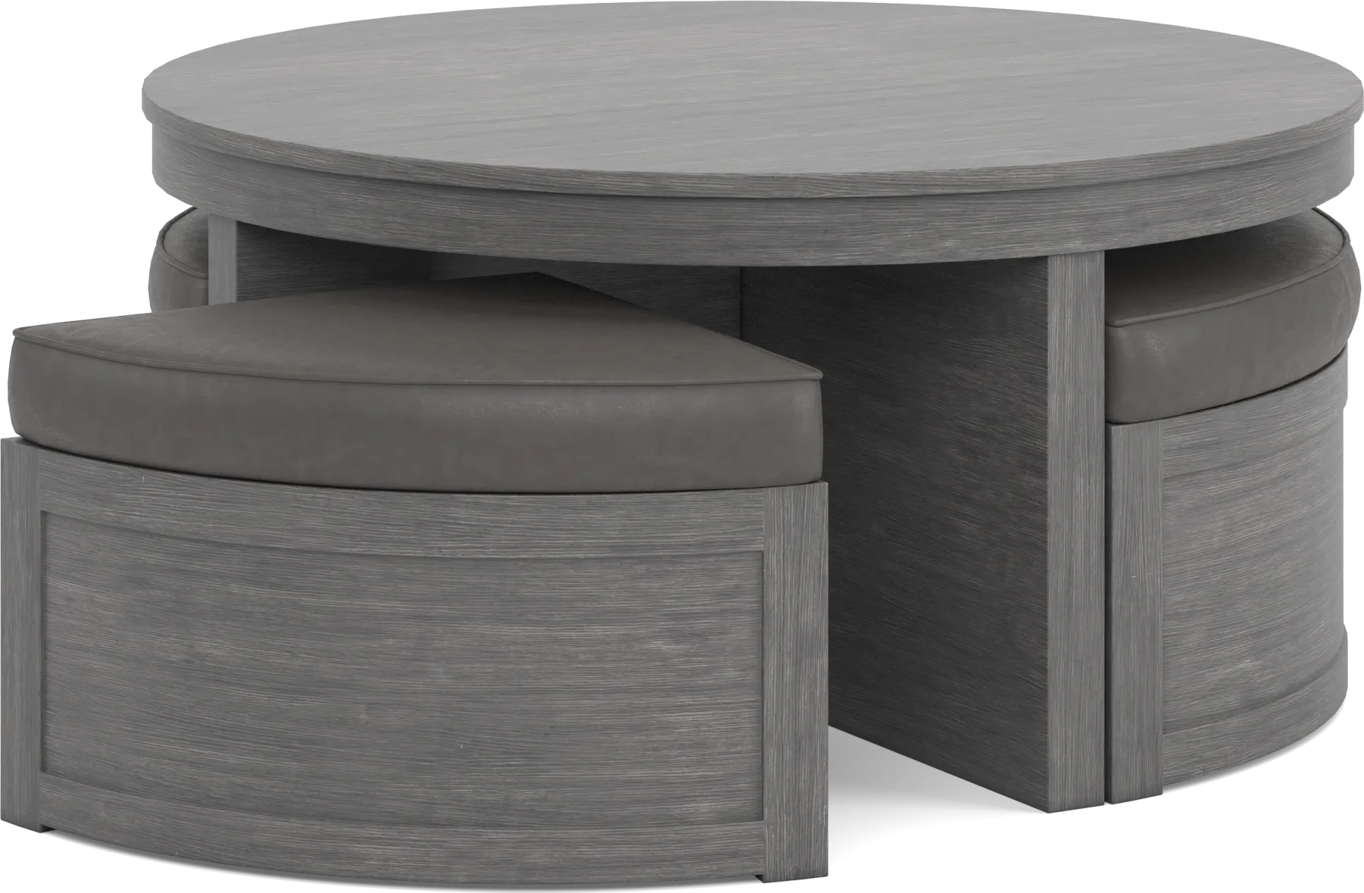 Darien Gray Cocktail Table with Storage Ottomans - Image 1