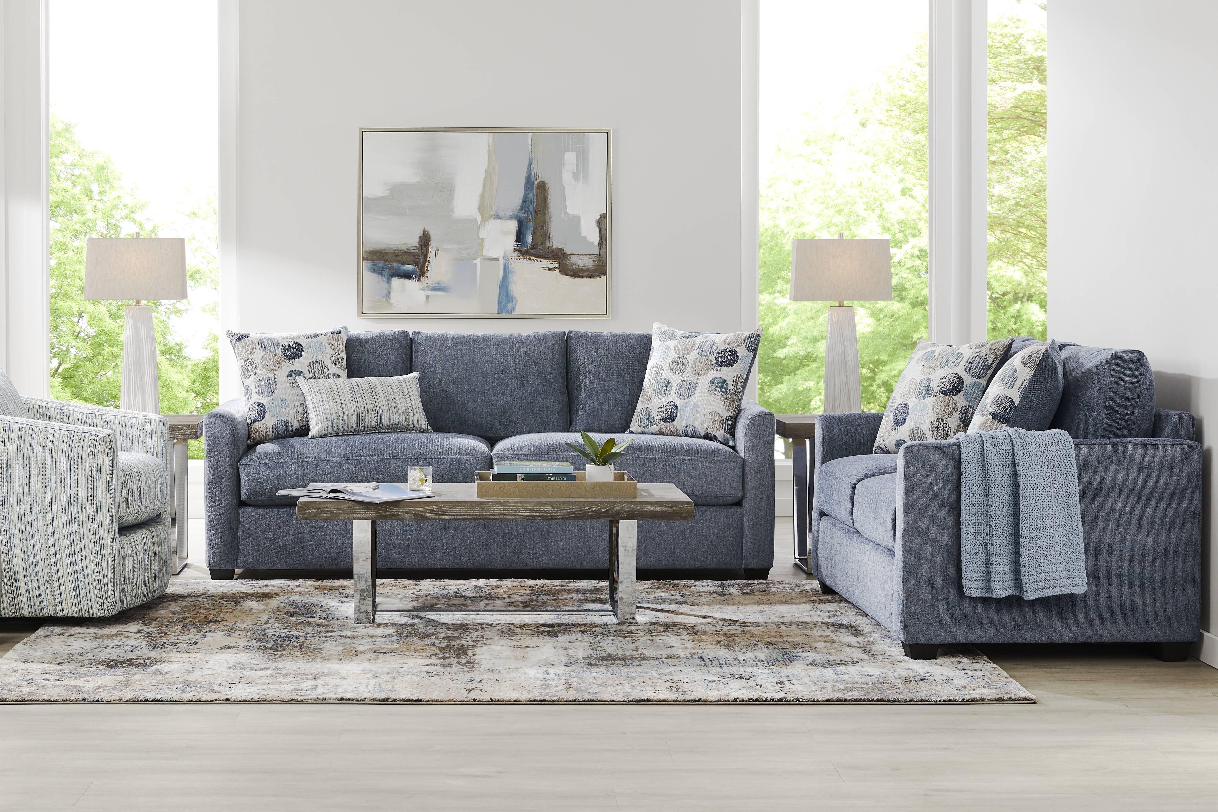 Caprice Navy 8 Pc Living Room - Thumbnail - Image 1