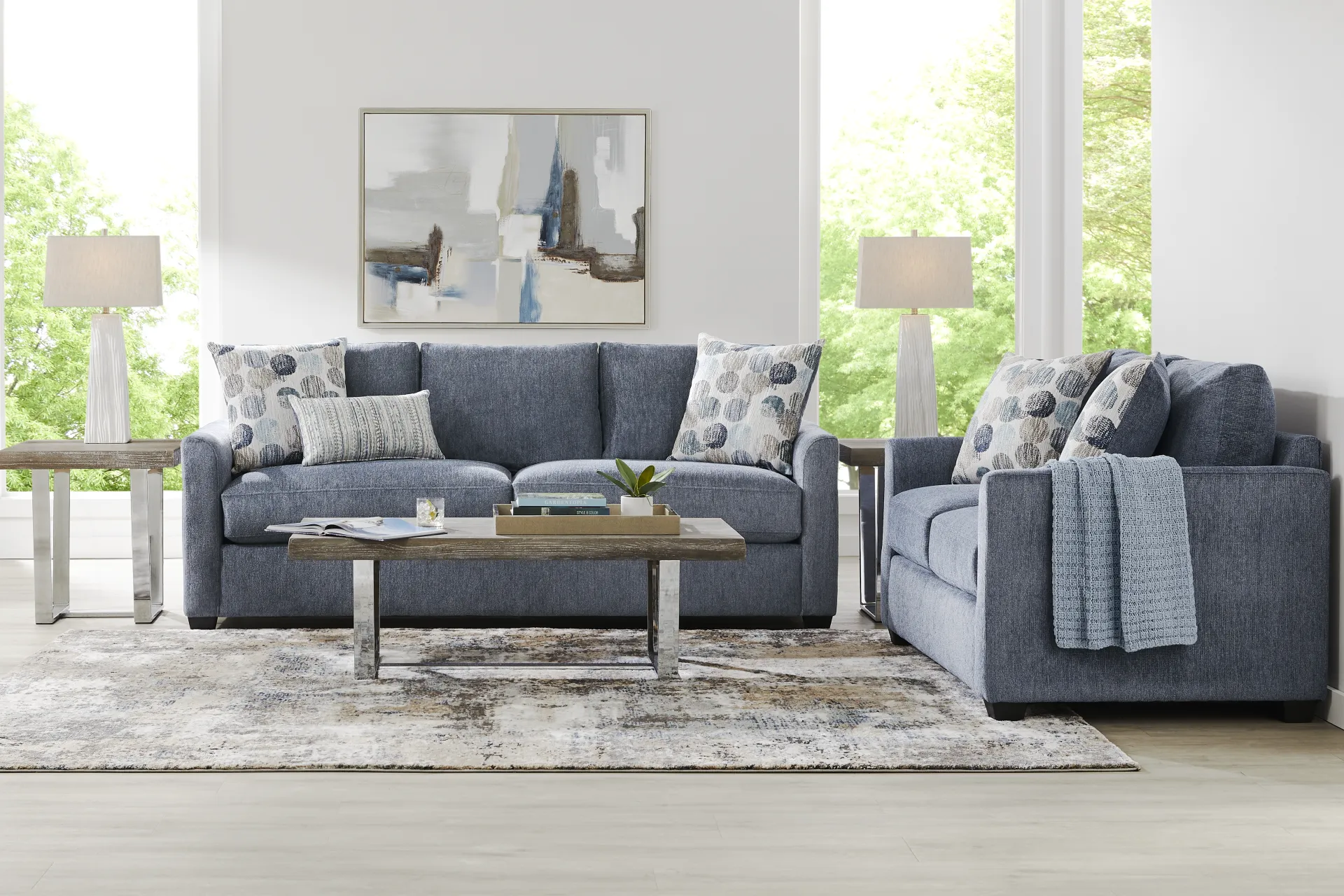 Caprice Navy Loveseat - Image 1