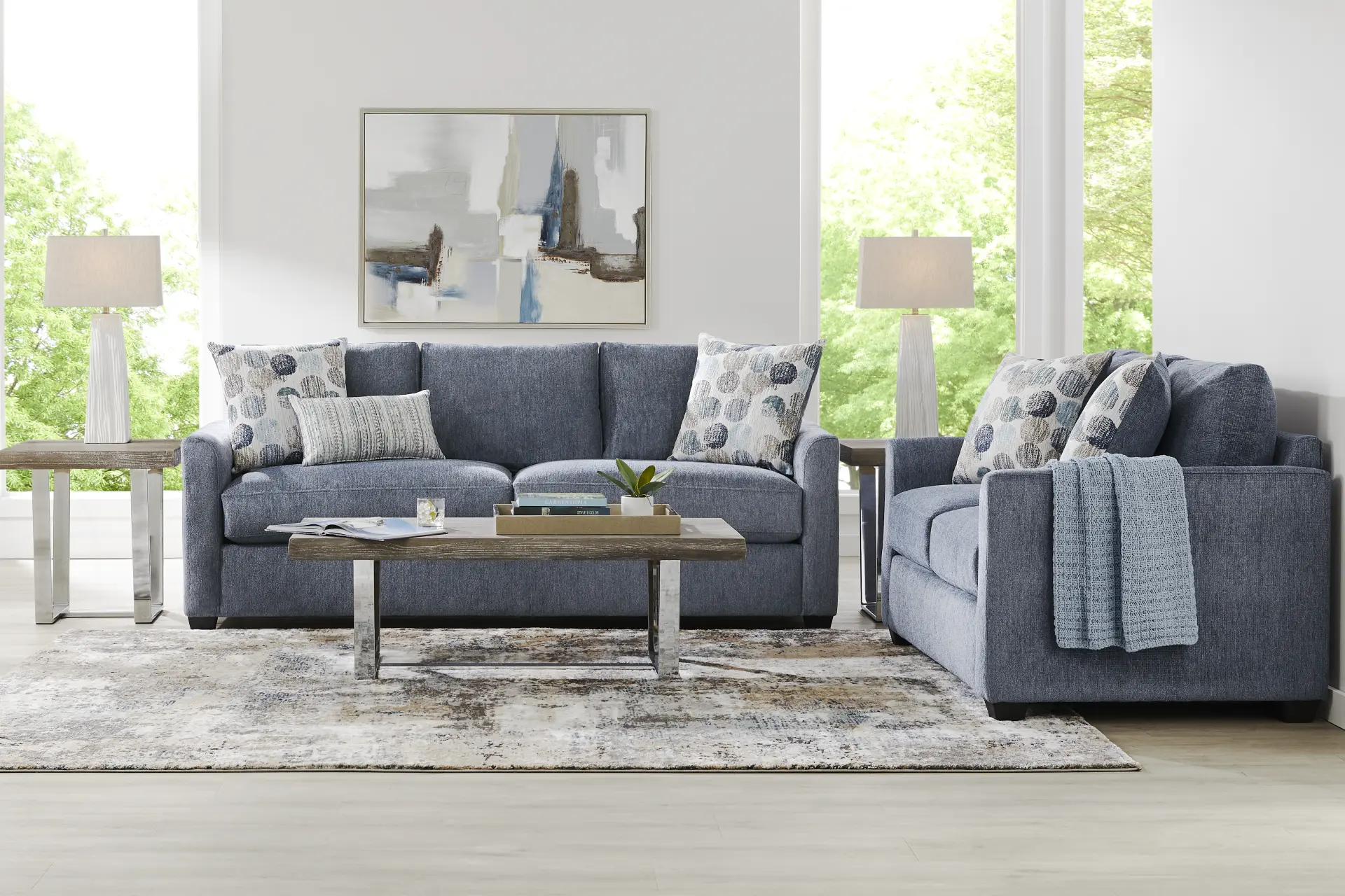 Caprice Navy 7 Pc Living Room