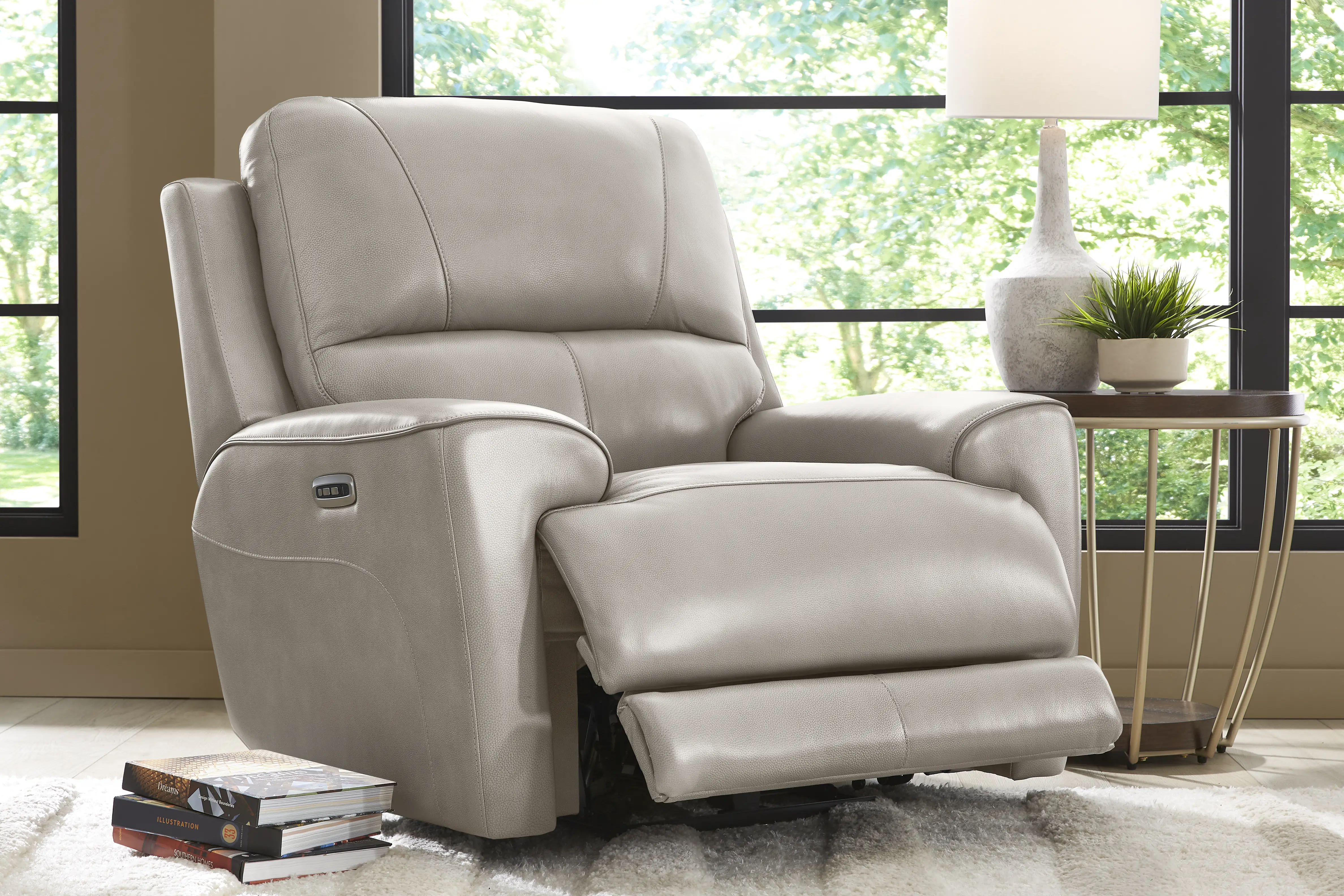 Fremont Gray Leather Dual Power Recliner - Thumbnail - Image 3