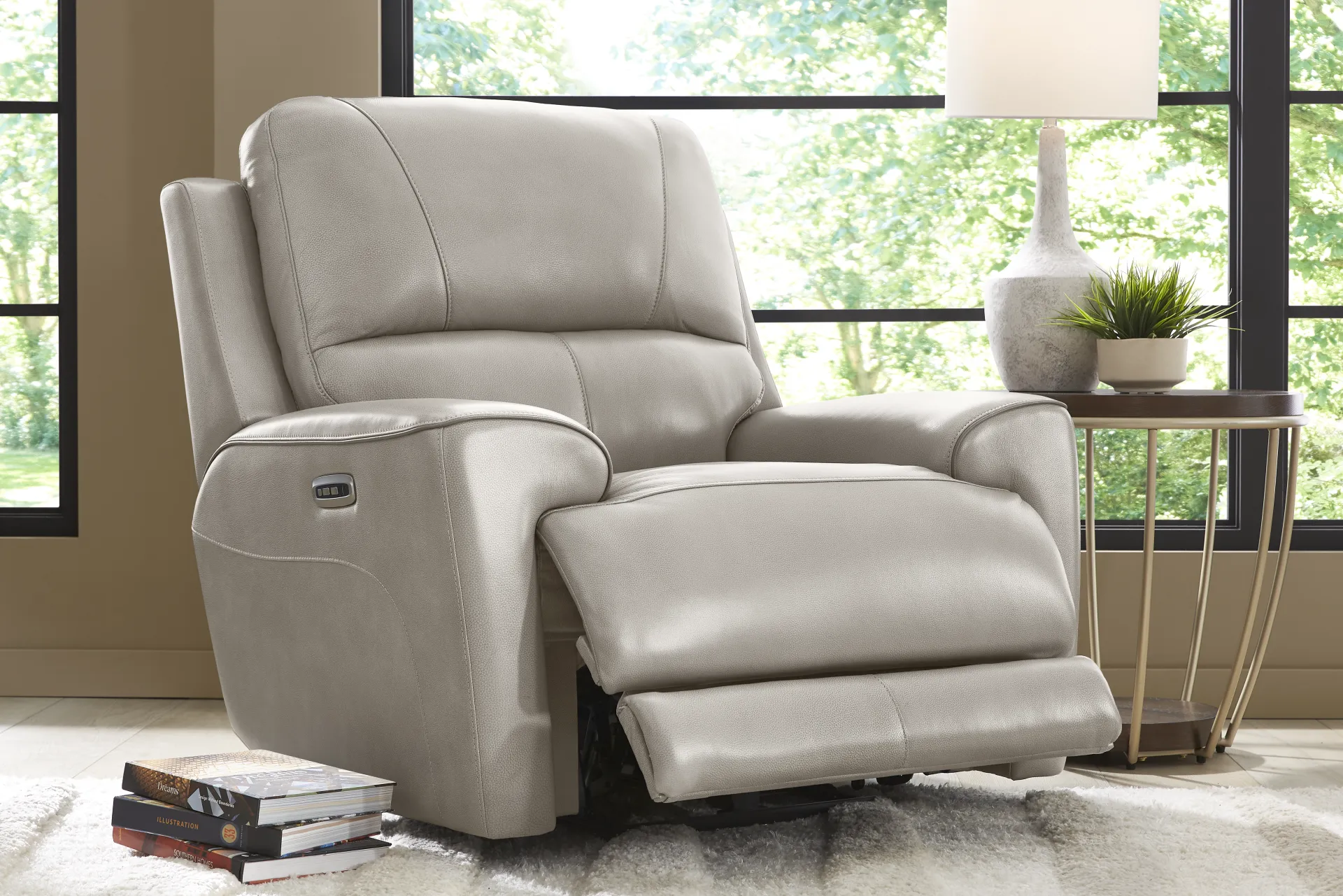 Fremont Gray Leather Dual Power Recliner - Image 3