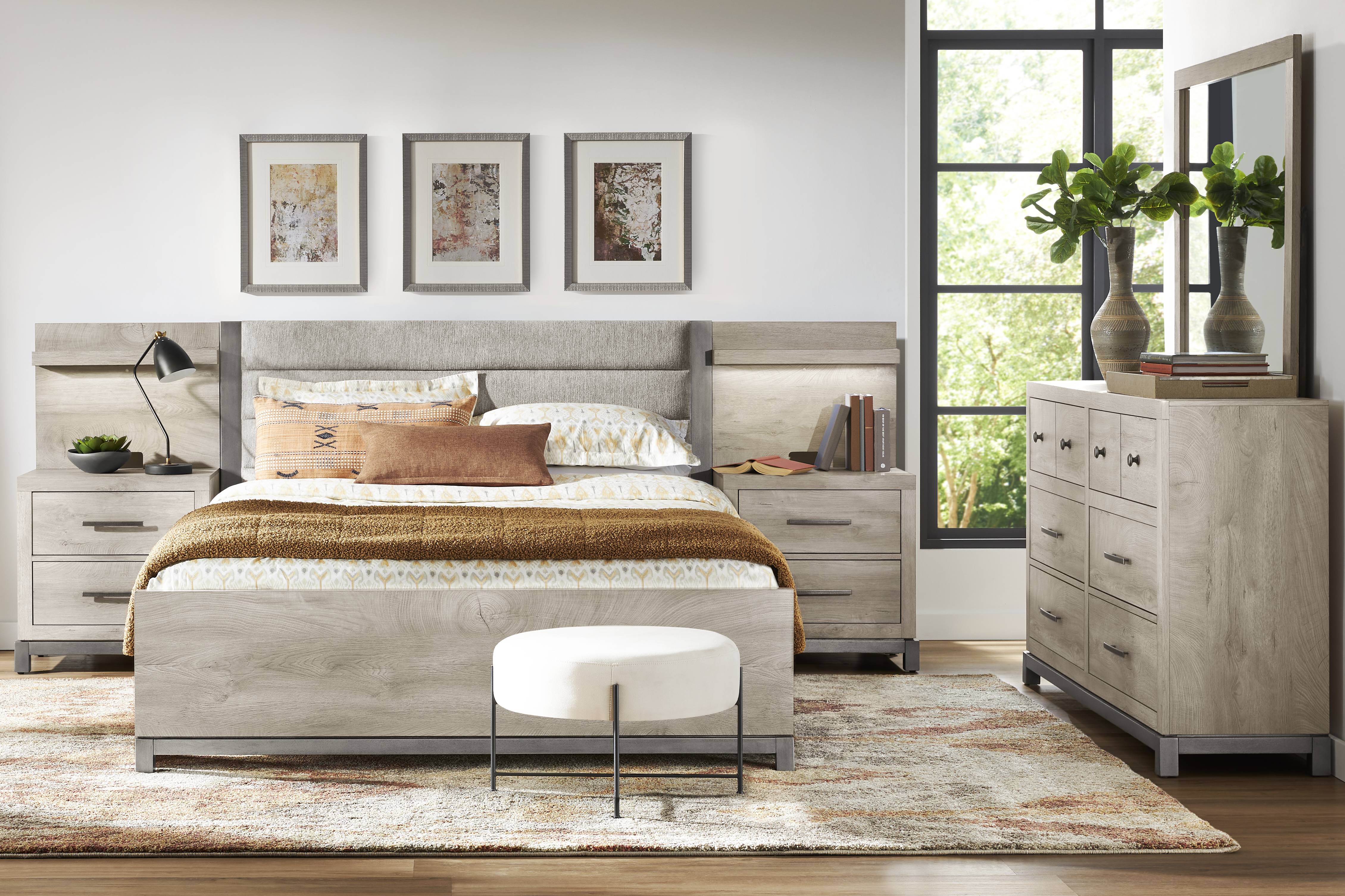 Maxton Place Gray Nightstand with Pier