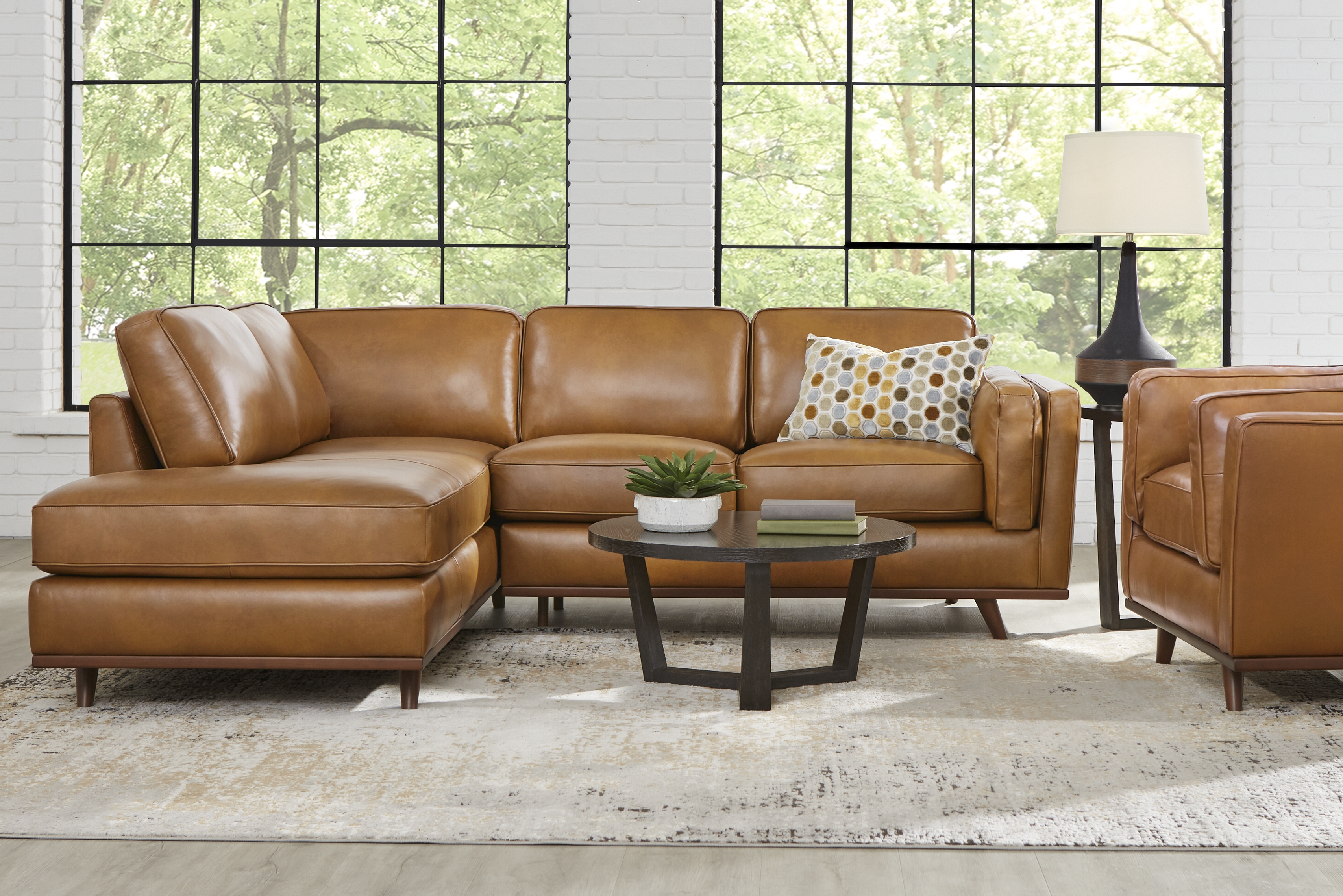 Duluth Caramel Leather 2 Pc Sectional
