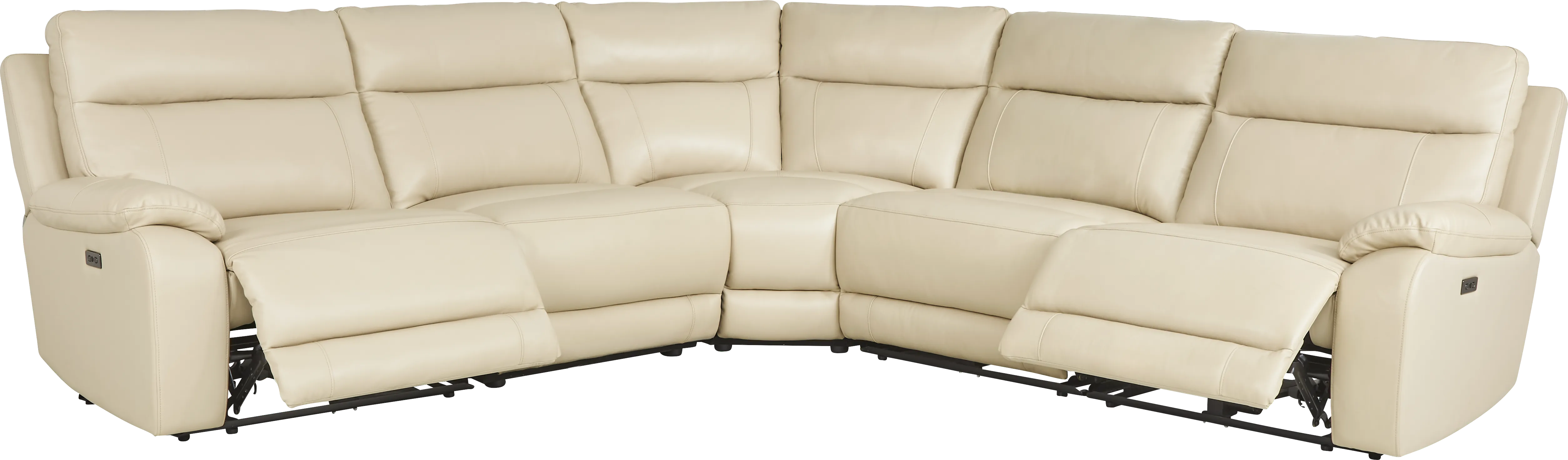 Delaney Point Beige Leather 5 Pc Power Reclining Sectional - Thumbnail - Image 1