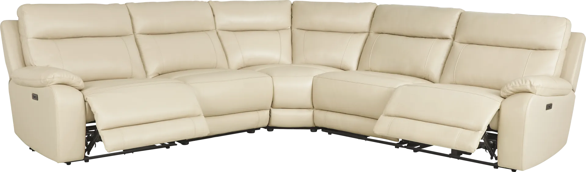 Delaney Point Beige Leather 5 Pc Power Reclining Sectional