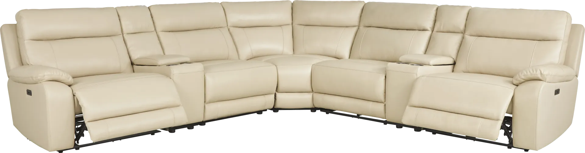 Delaney Point Beige Leather 7 Pc Power Reclining Sectional