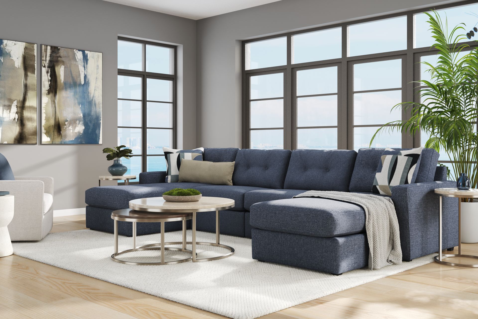 Dark Blue 4 Pc Power Reclining ModularOne - Image 2