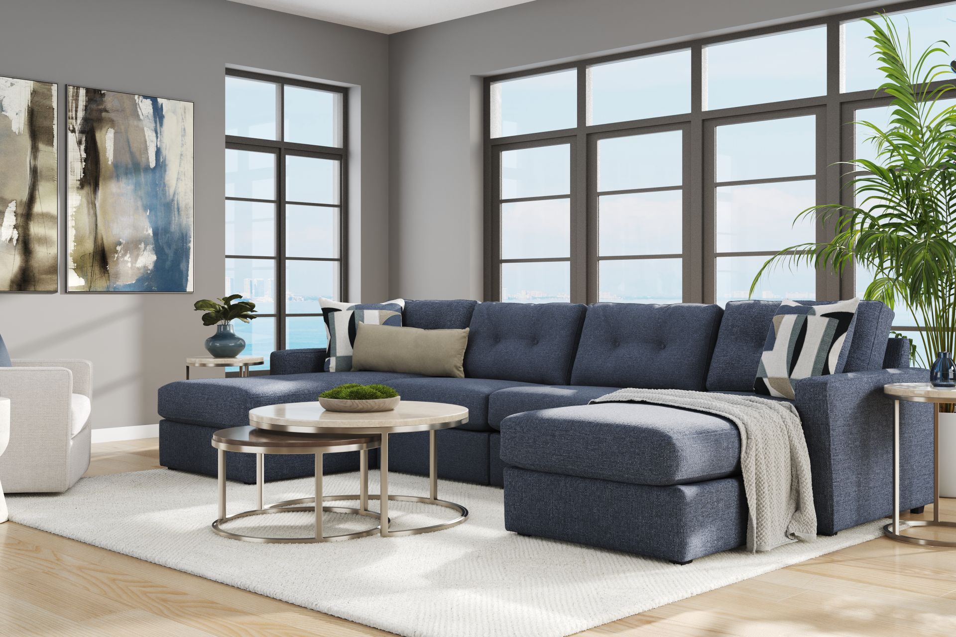 Dark Blue 4 Pc Power Reclining ModularOne - Image 2