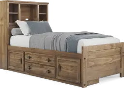 twin bookcase bed w storage rail