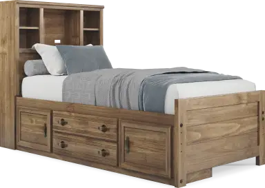 twin bookcase bed w storage rail