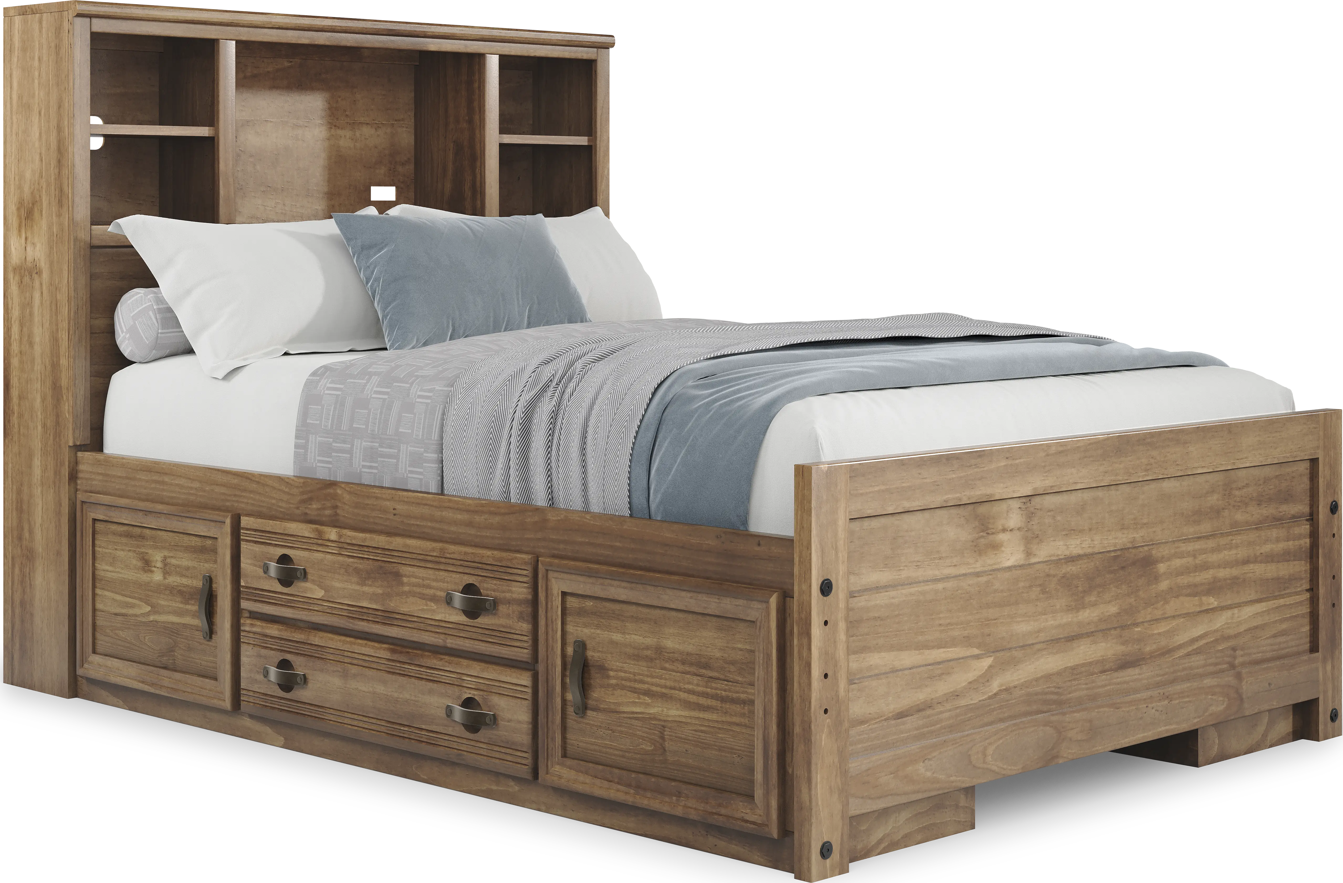 Kids Creekside 2.0 Chestnut Full Bookcase Bed with 2 Storage Side Rails - Thumbnail - Image 1