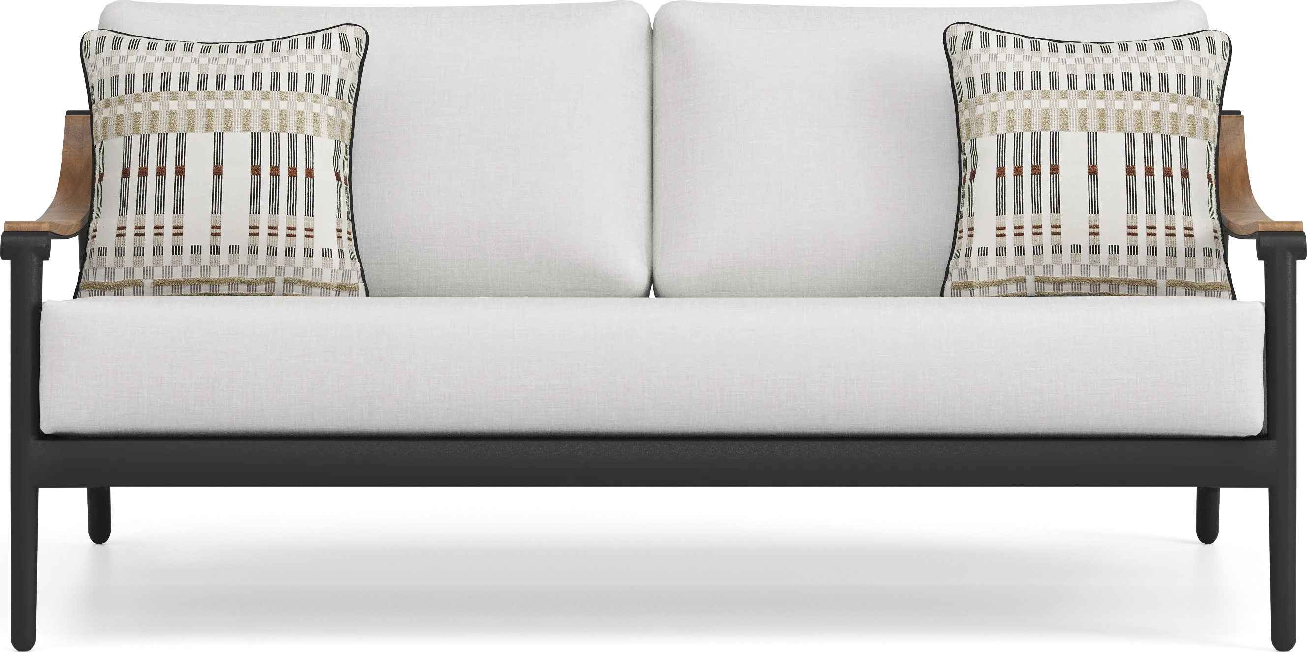 Harlowe Black 5 Pc Outdoor Loveseat Seating Set with White Cushions - Thumbnail - Image 2