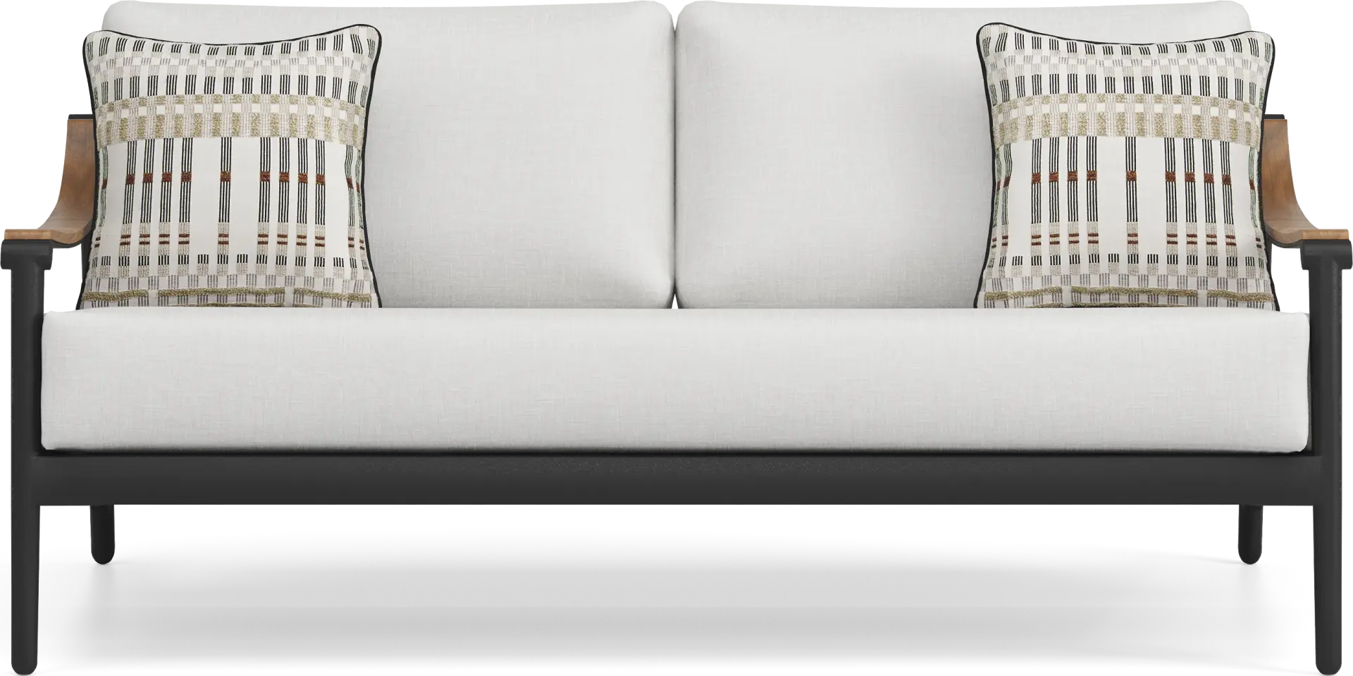 Harlowe Black Outdoor Loveseat with White Cushions