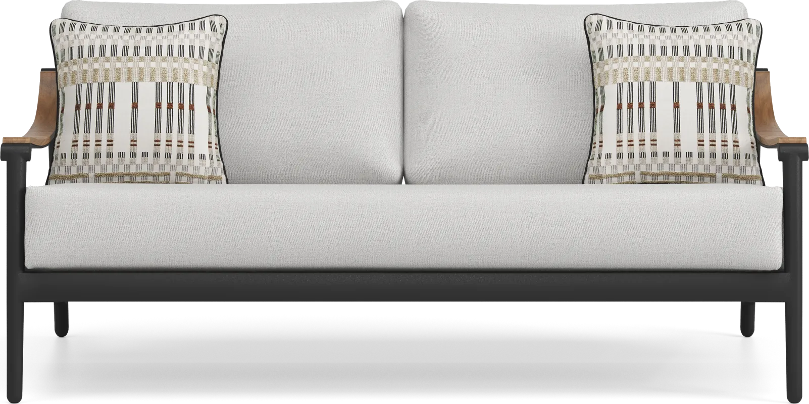 Harlowe Black Outdoor Loveseat with Dove Cushions