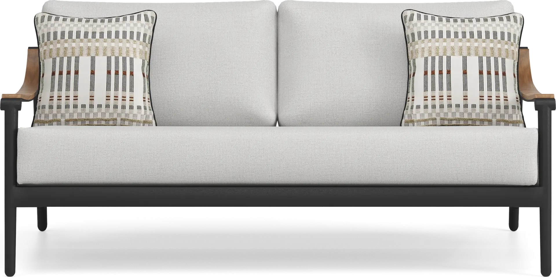 Harlowe Black Outdoor Loveseat with Dove Cushions