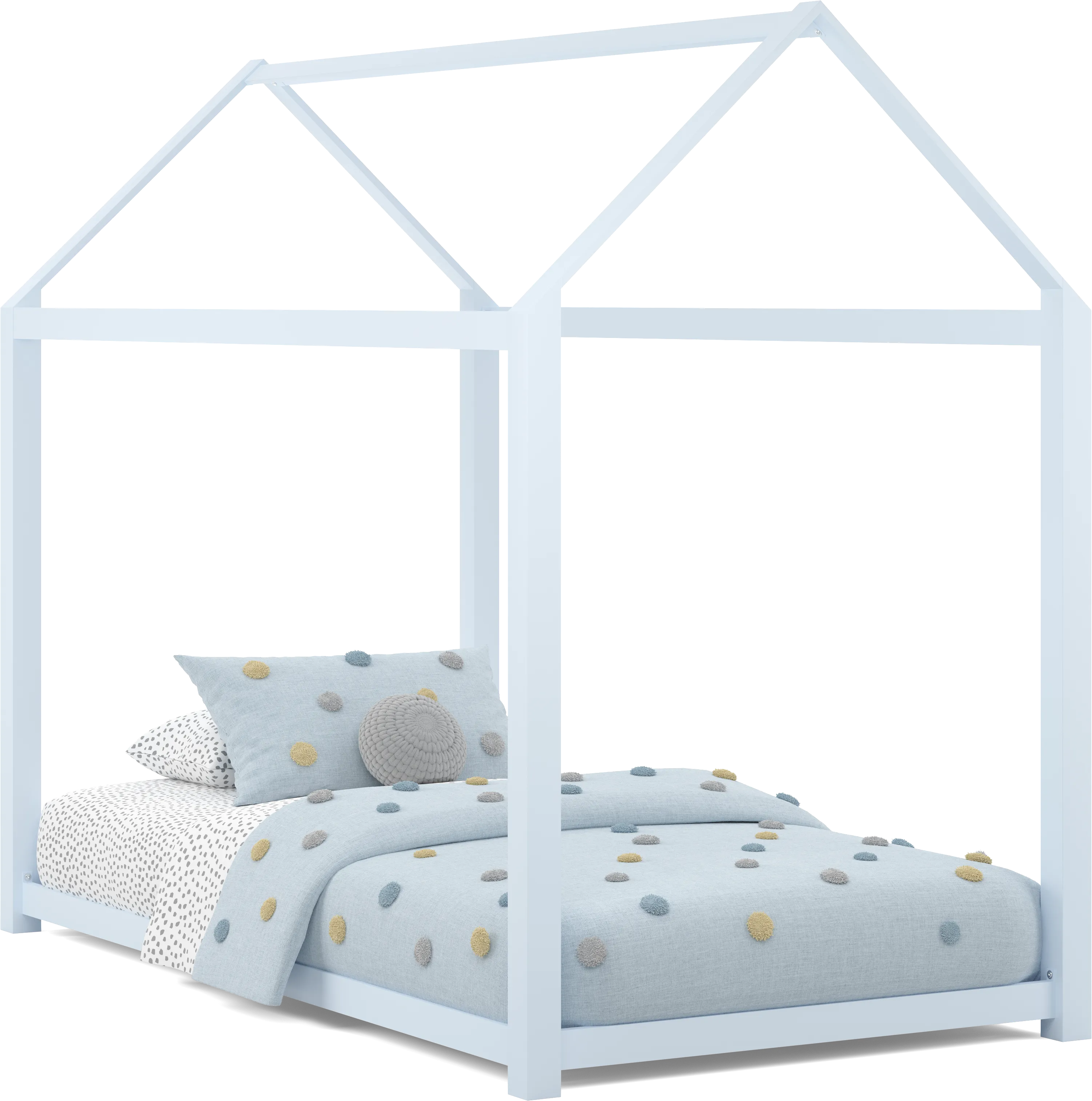 Kids Storybook Sky Blue Twin House Bed - Thumbnail - Image 1