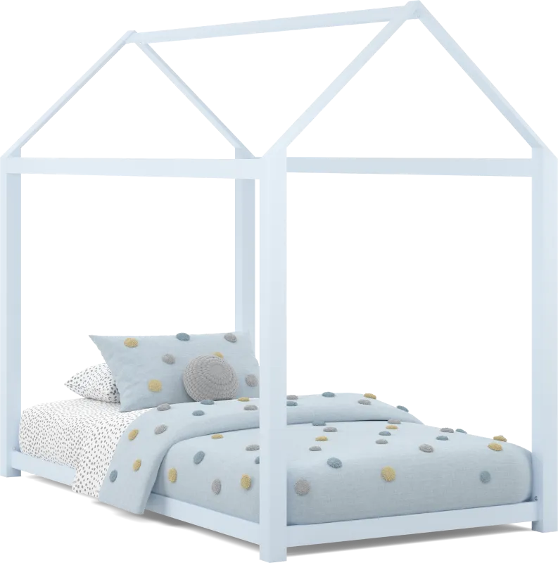Kids Storybook Sky Blue Twin House Bed
