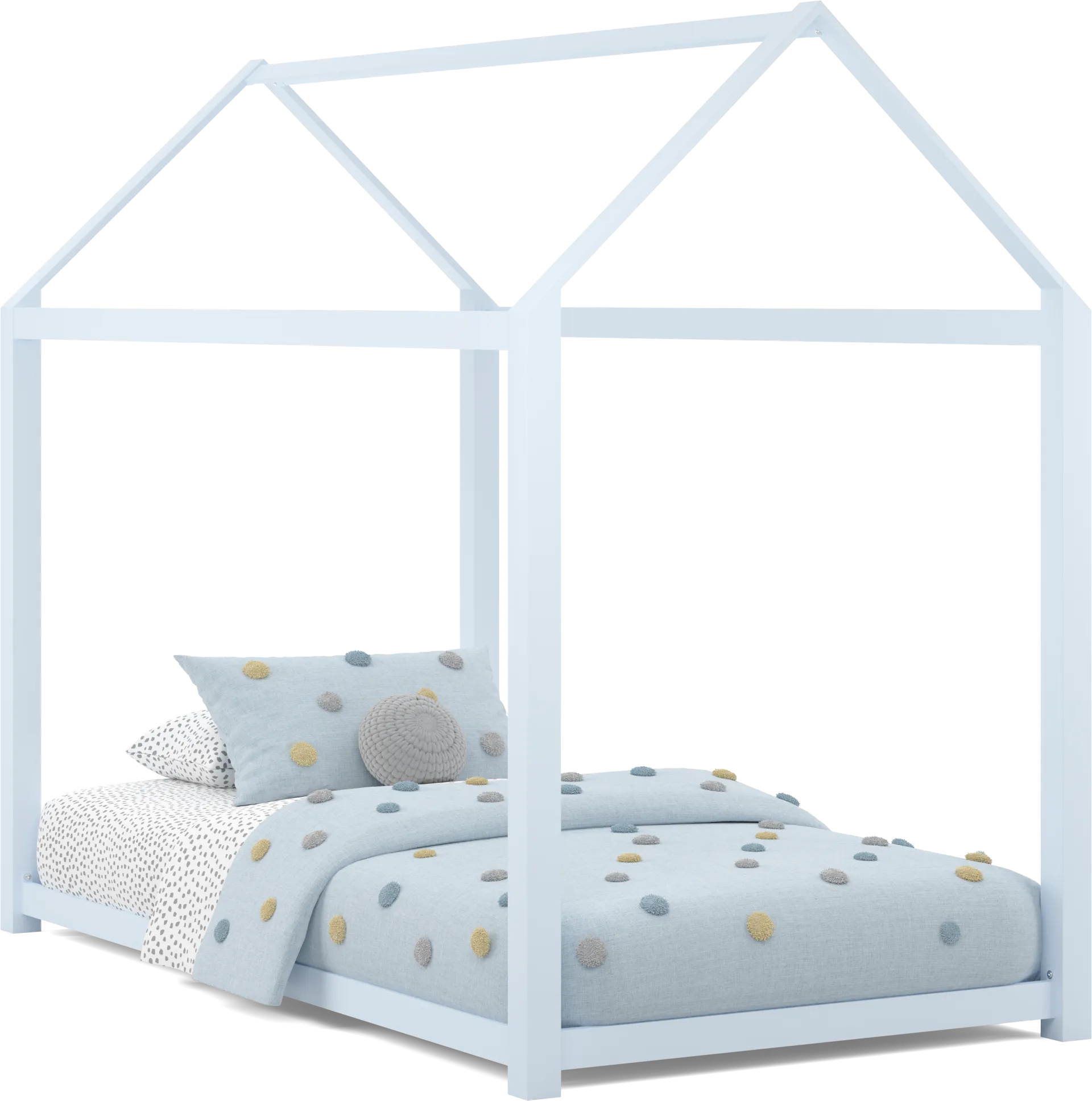 Kids Storybook Sky Blue Twin House Bed - Image 1