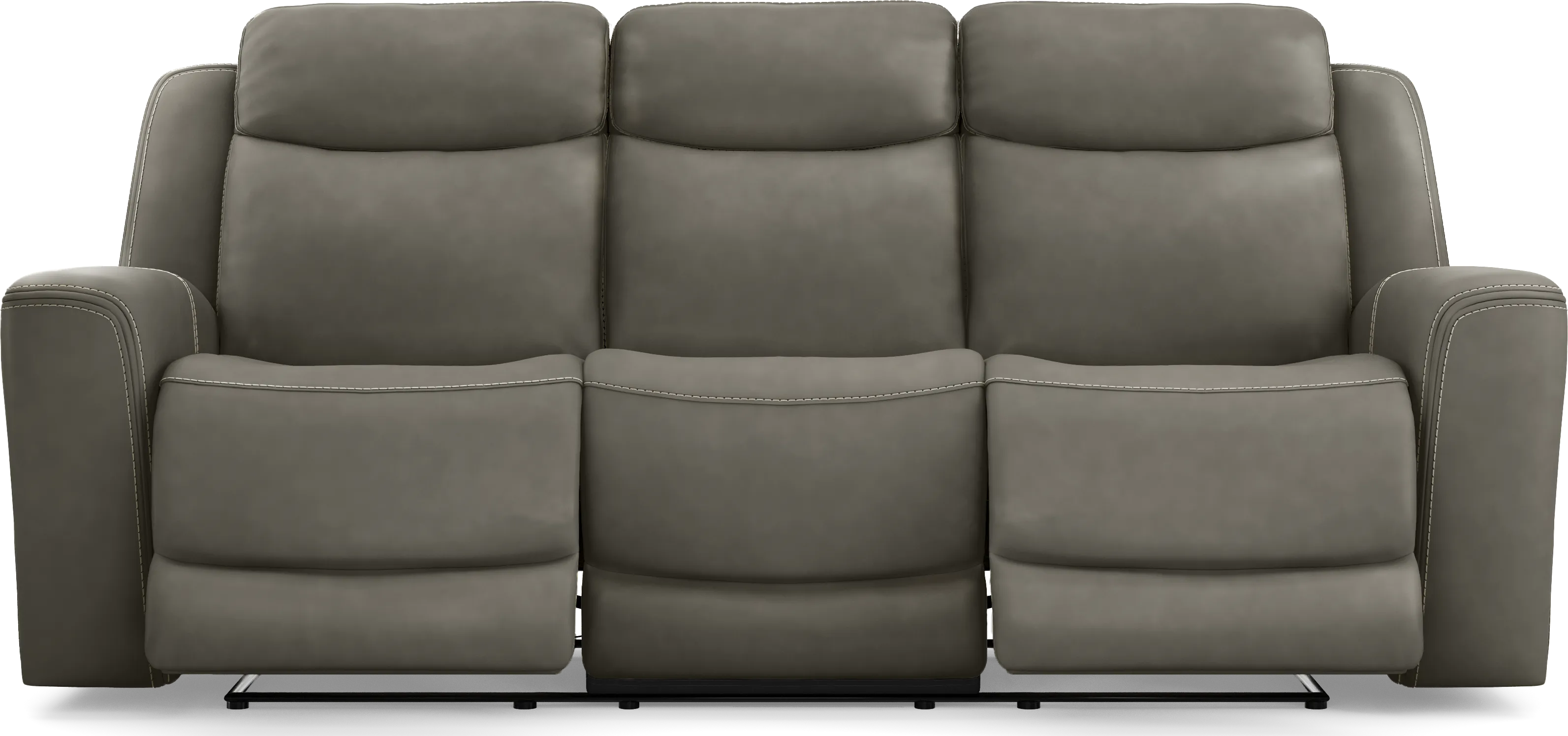 Davidson Dark Gray Leather Dual Power Reclining Sofa - Thumbnail - Image 1