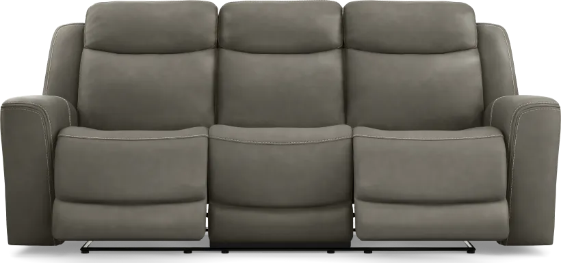 Davidson Dark Gray Leather Dual Power Reclining Sofa