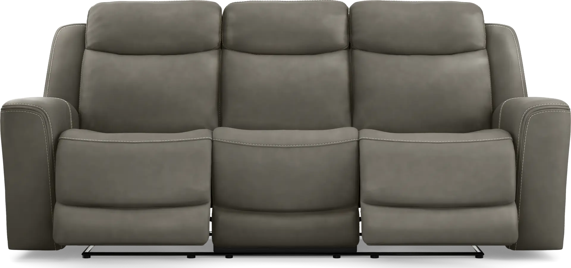Davidson Dark Gray Leather Dual Power Reclining Sofa