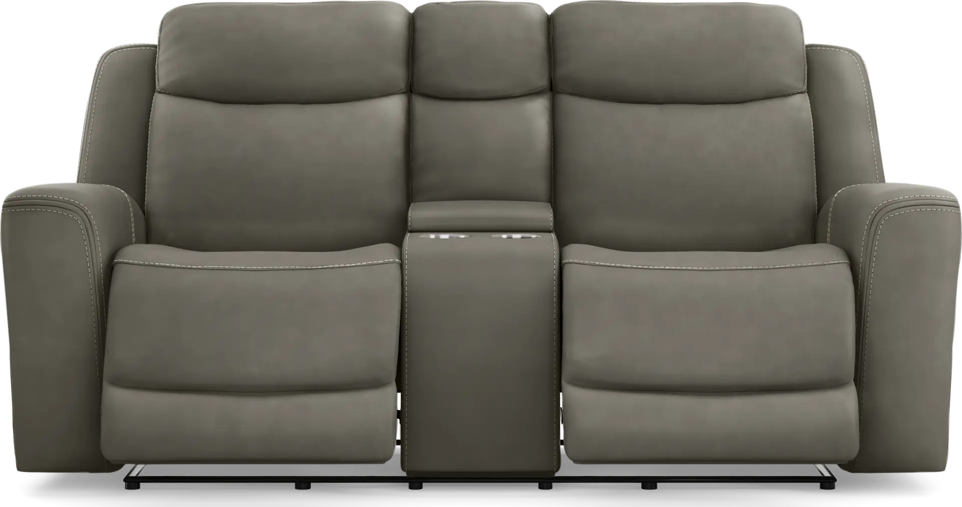 Davidson Dark Gray Leather Dual Power Reclining Console Loveseat