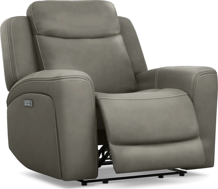 Davidson Dark Gray Leather Dual Power Recliner