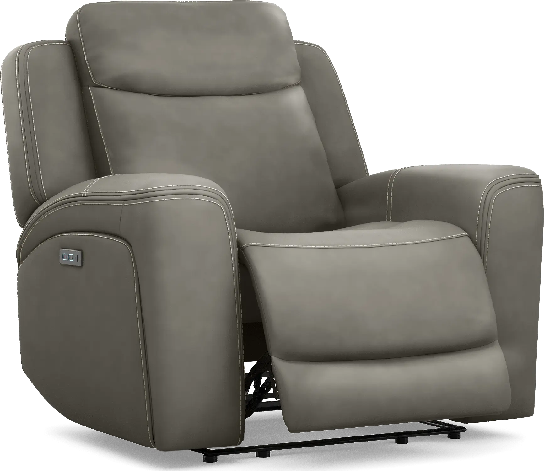 Davidson Dark Gray Leather Dual Power Recliner