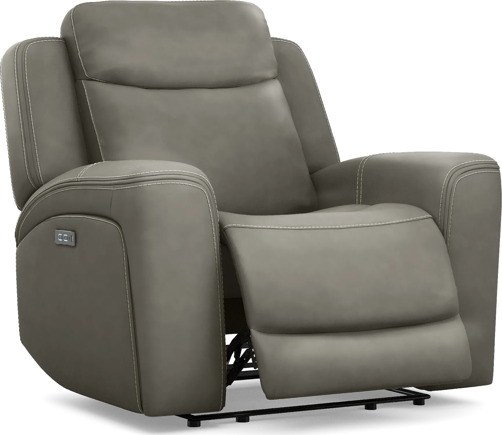 Davidson Dark Gray Leather Dual Power Recliner - Image 1