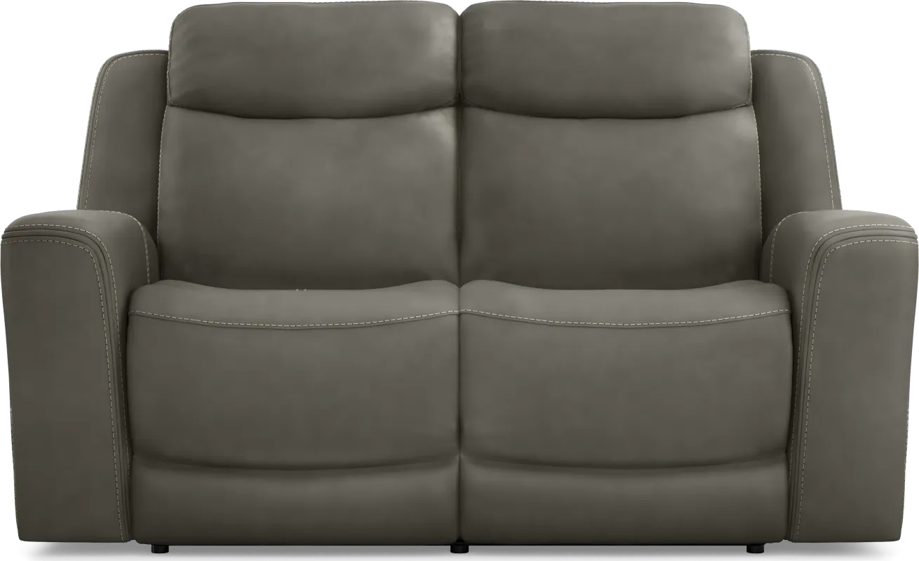 Davidson Dark Gray Leather Loveseat