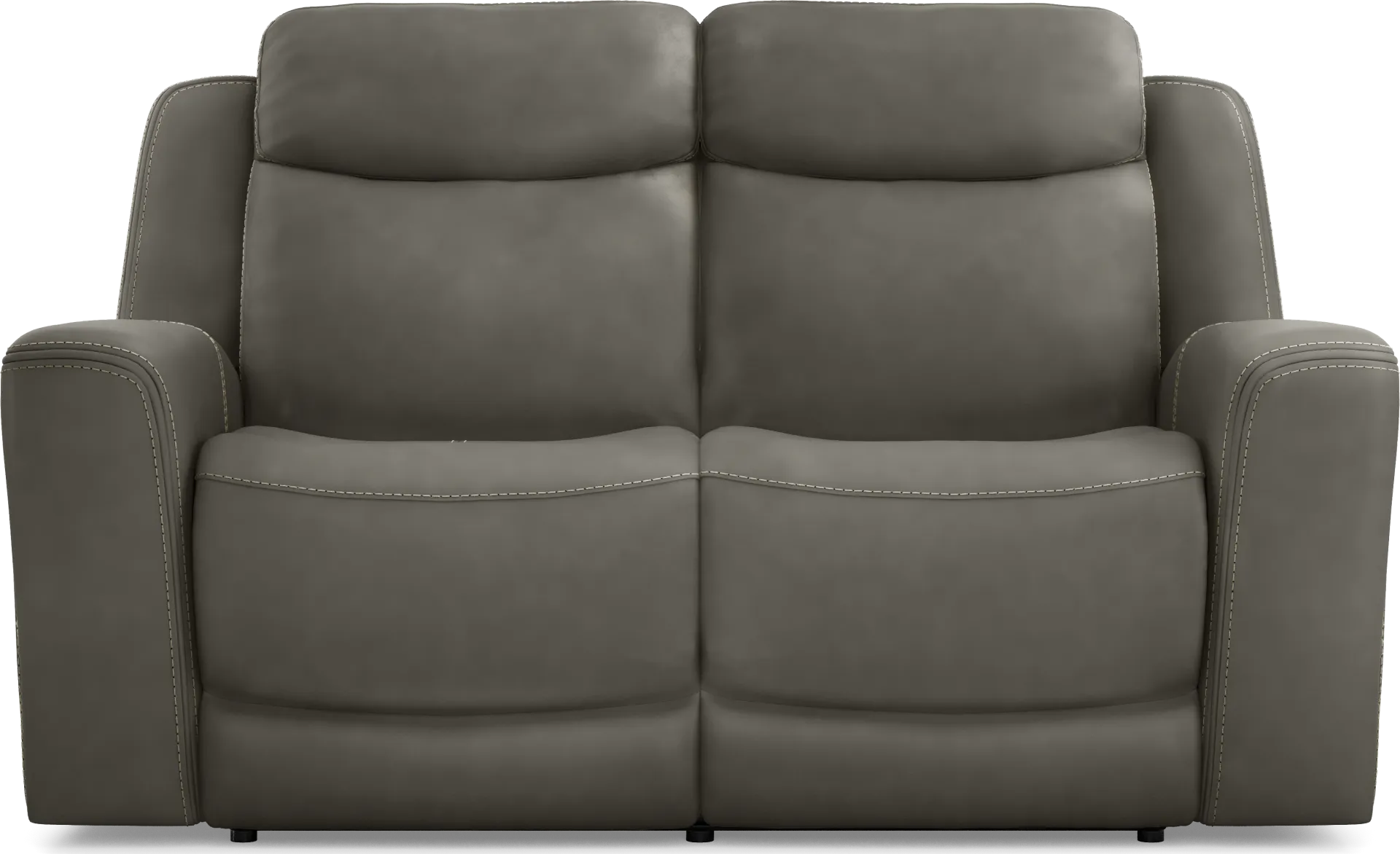 Davidson Dark Gray Leather Loveseat - Image 2