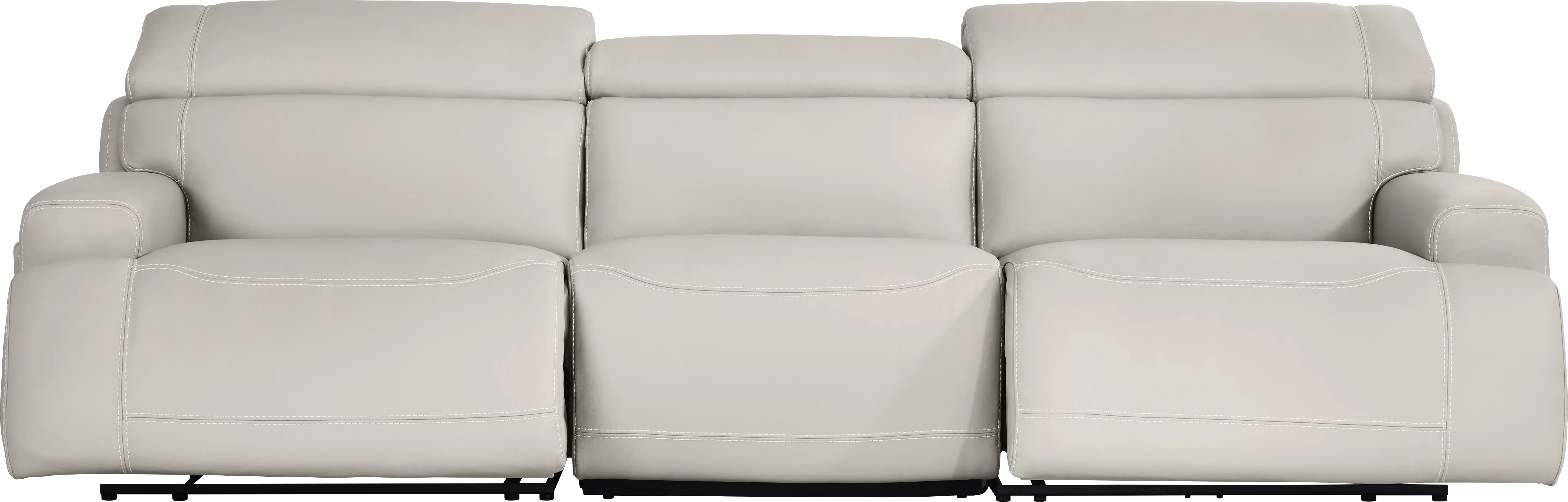 Alessio Light Gray Leather Dual Power Reclining Sofa - Thumbnail - Image 1