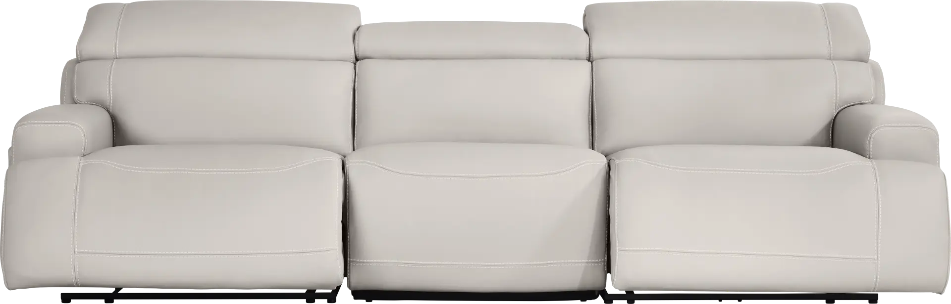 Alessio Light Gray Leather Dual Power Reclining Sofa