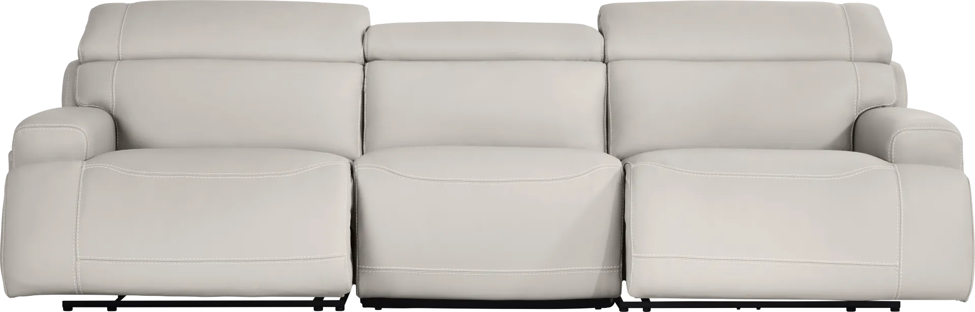 Alessio Light Gray Leather Dual Power Reclining Sofa - Image 1