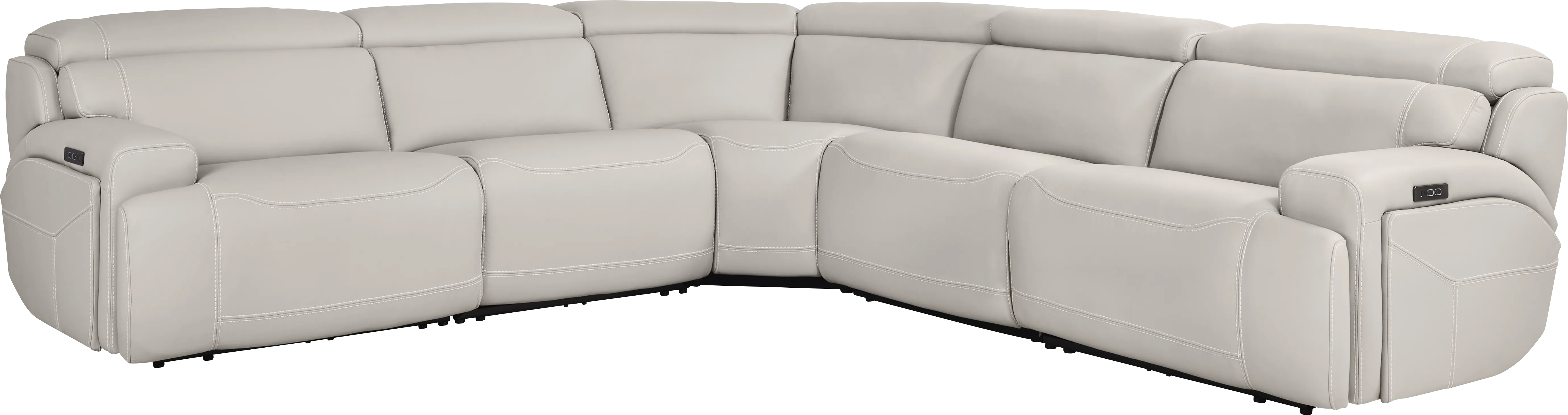 Alessio Light Gray Leather 8 Pc Dual Power Reclining Sectional Living Room - Thumbnail - Image 2