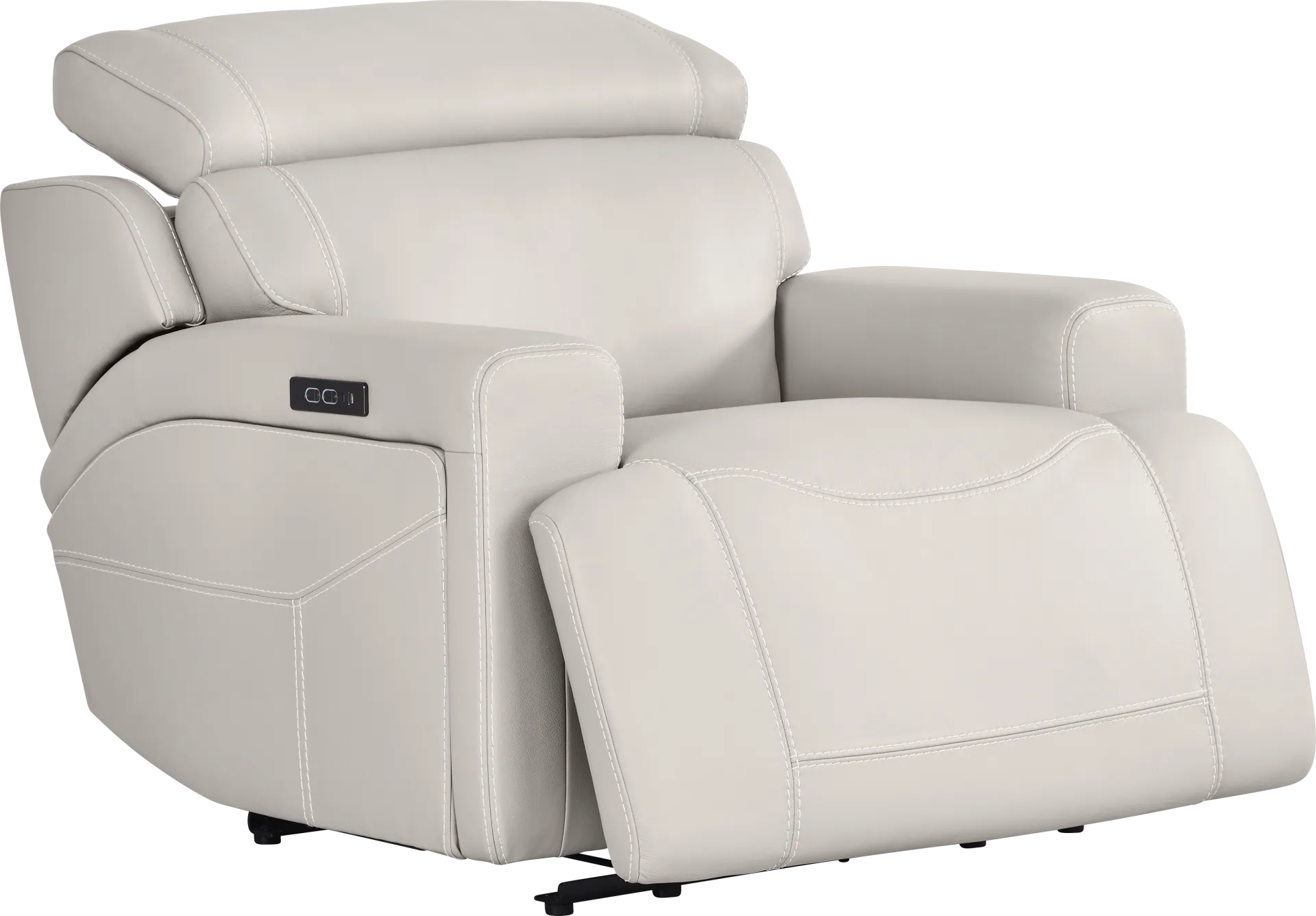 Alessio Light Gray Leather Dual Power Recliner - Image 1