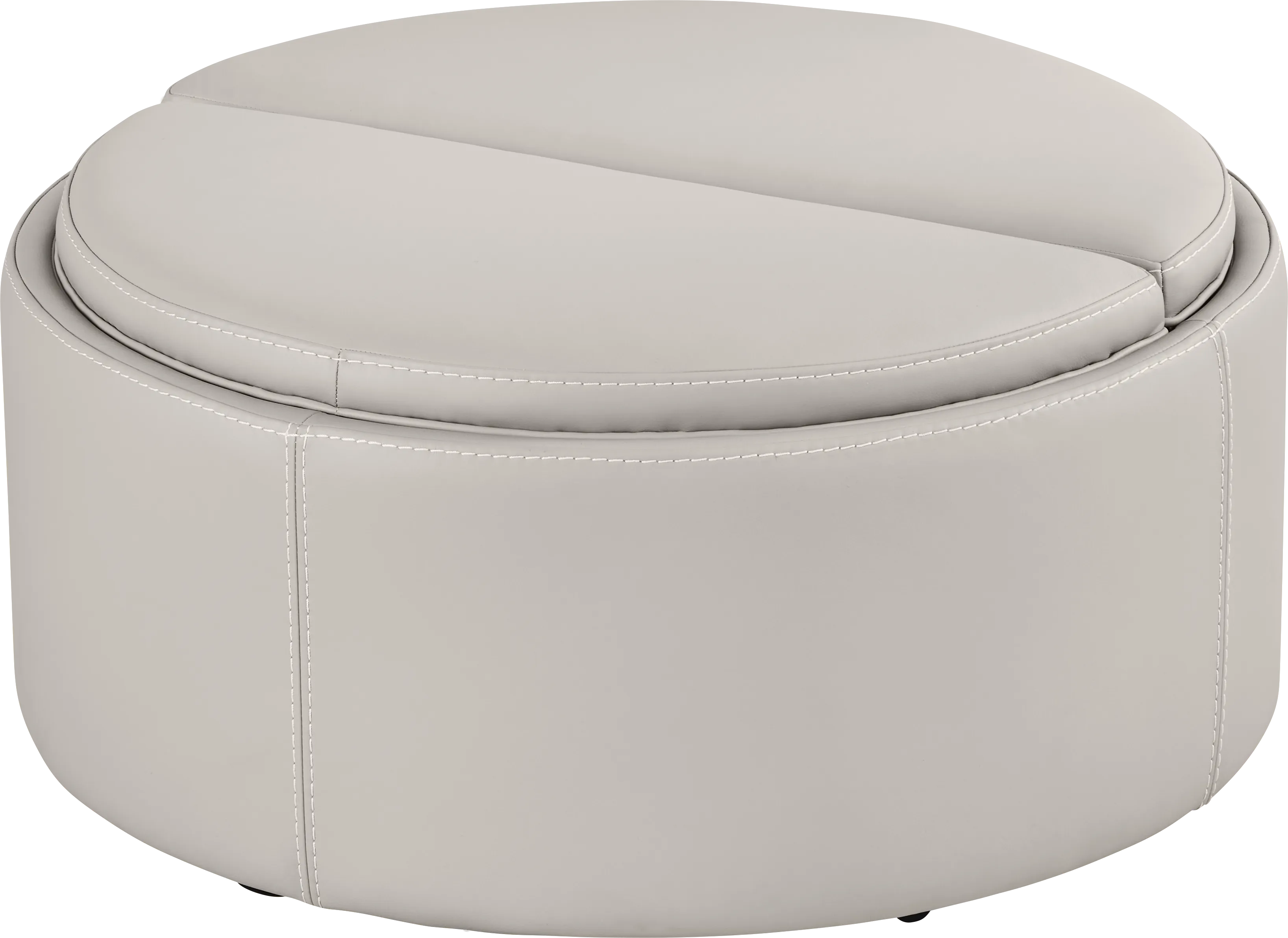Alessio Light Gray Leather Cocktail Storage Ottoman - Thumbnail - Image 1