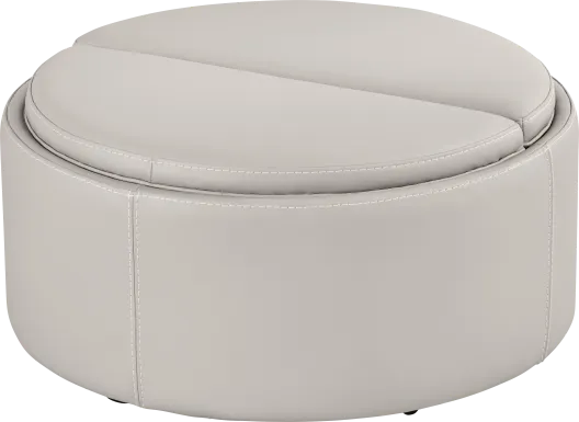 Alessio Light Gray Leather Cocktail Storage Ottoman