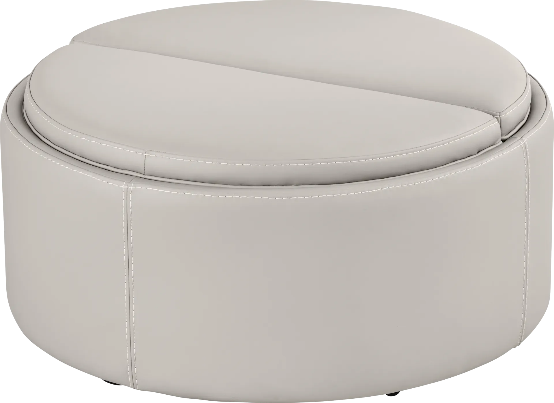 Alessio Light Gray Leather Cocktail Storage Ottoman - Image 1