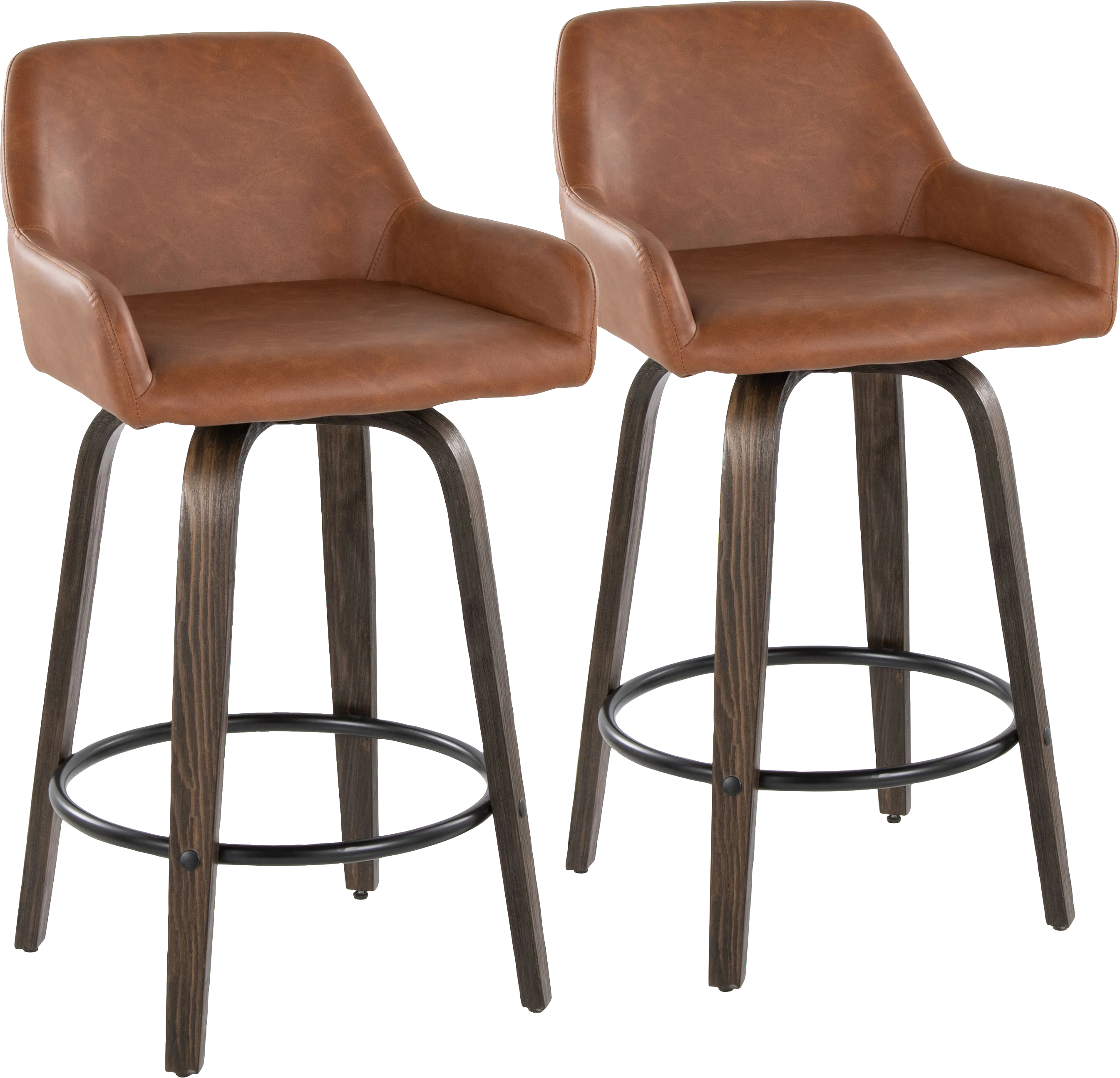 Rimcrest VII Camel Swivel Counter Height Stool, Set of 2 - Thumbnail - Image 1
