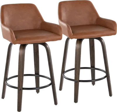 Rimcrest VII Camel Swivel Counter Height Stool, Set of 2