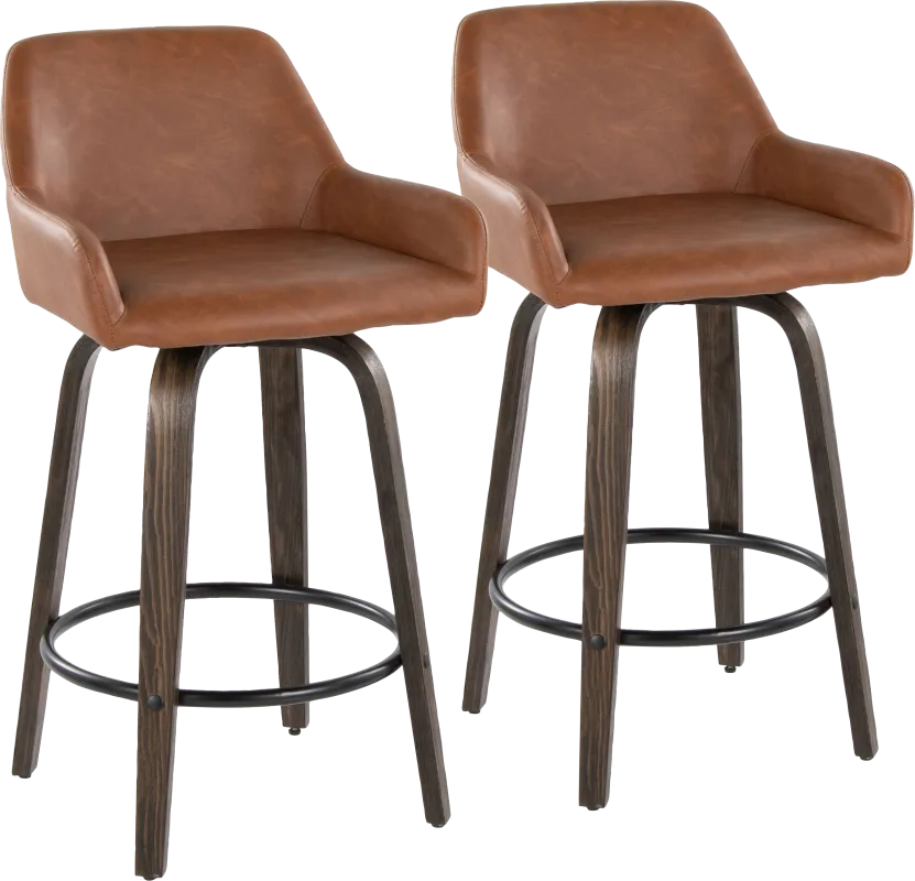 Rimcrest VII Camel Swivel Counter Height Stool, Set of 2